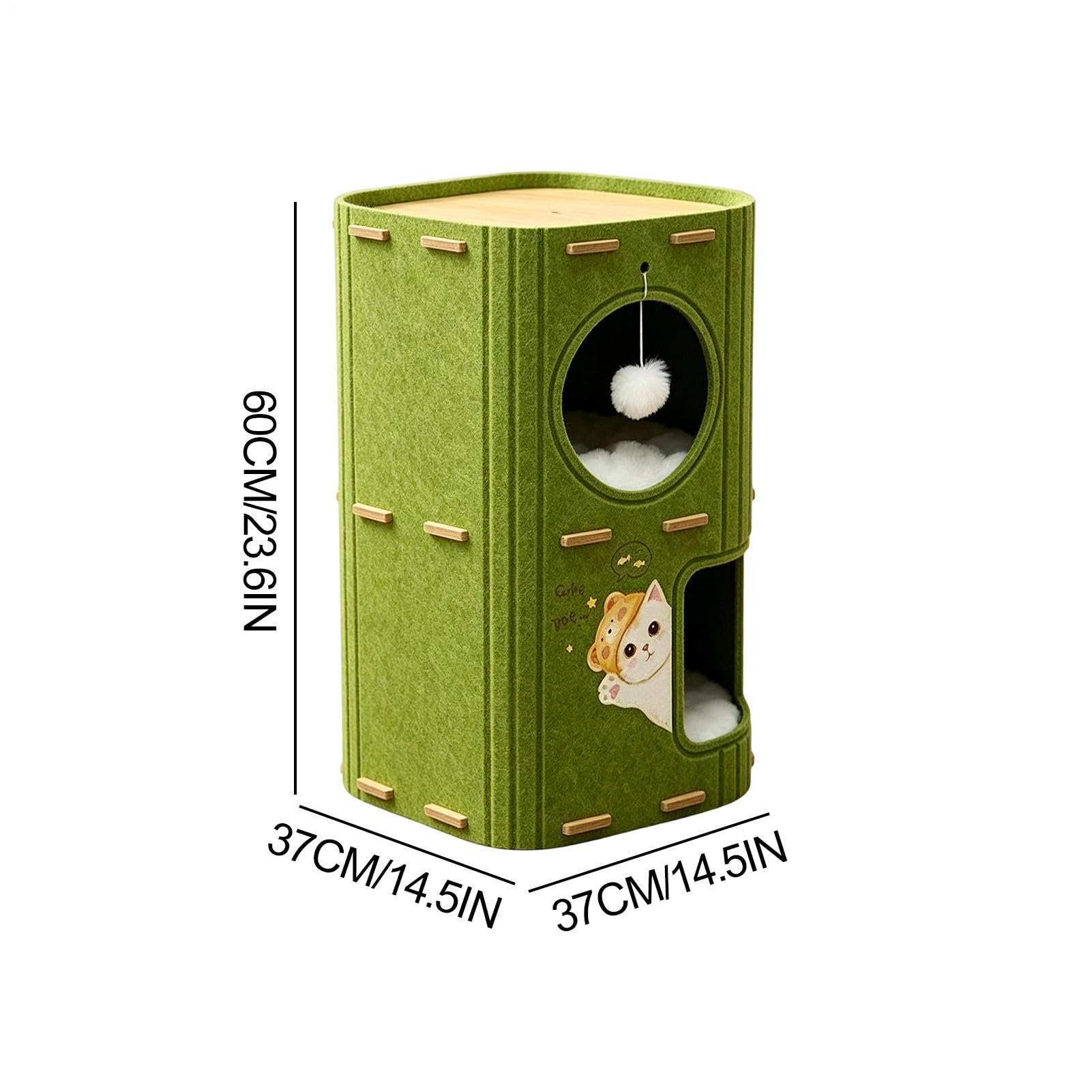 Genérico Caseta para Gatos de Interior - Cueva Plegable de Doble Capa Resistente a los arañazos de 37x37x6,0 cm | con Bola de Peluche y escondite para de Interior, para Uso doméstico y Exterior.