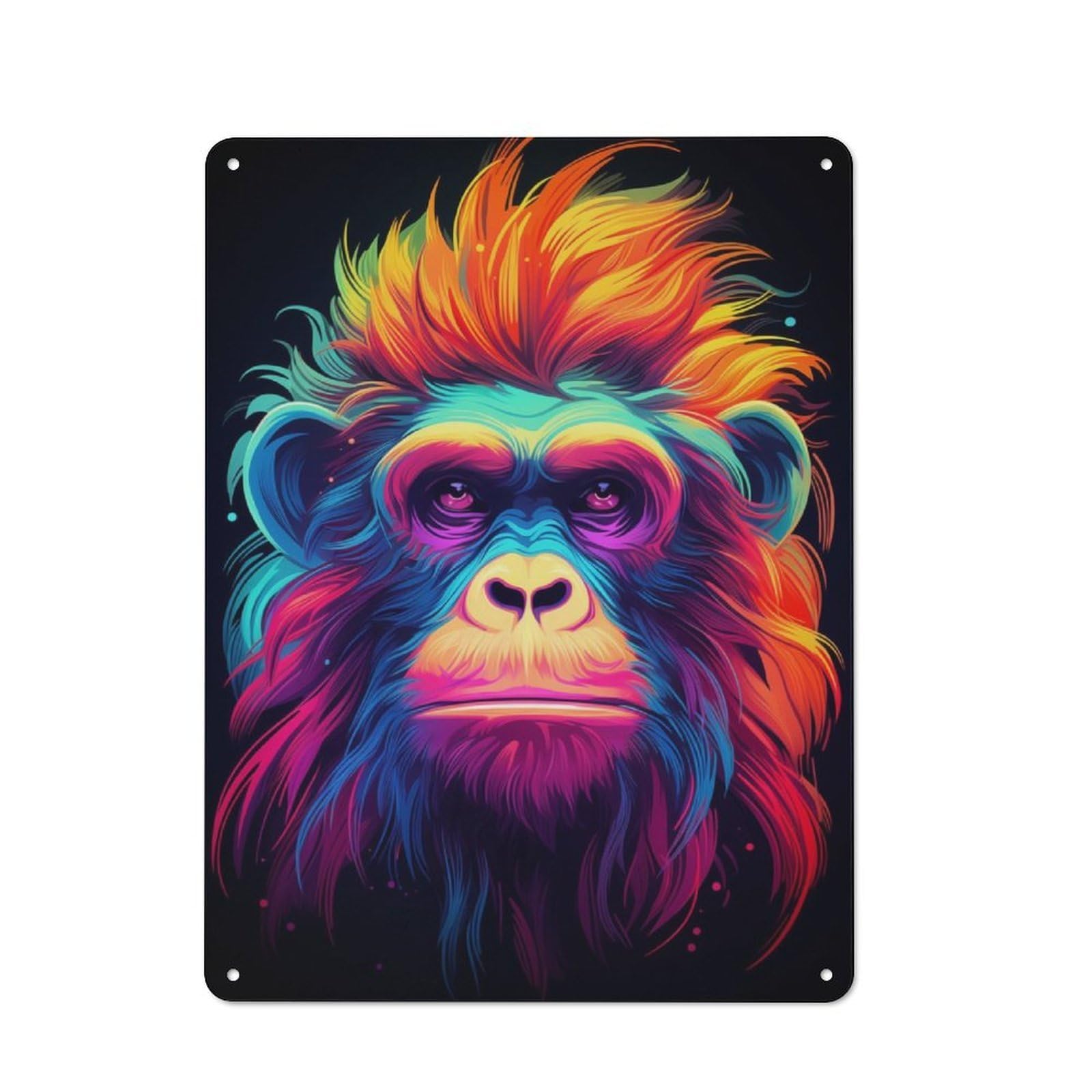 Nostalgic Decorative Tin Plaque 40x30cm Featuring Neon Ape, Classic Pub Decor for Cafe, Pub, Workshop Or Home Bar