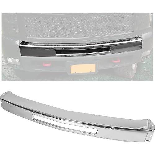 ECOTRIC Impact Bar Compatible with 2007-2013 Chevy Silverado 1500 2500 3500 Pickup Front Bumper Impact Face Bar Chrome Steel Replace for GM1002831 15941850