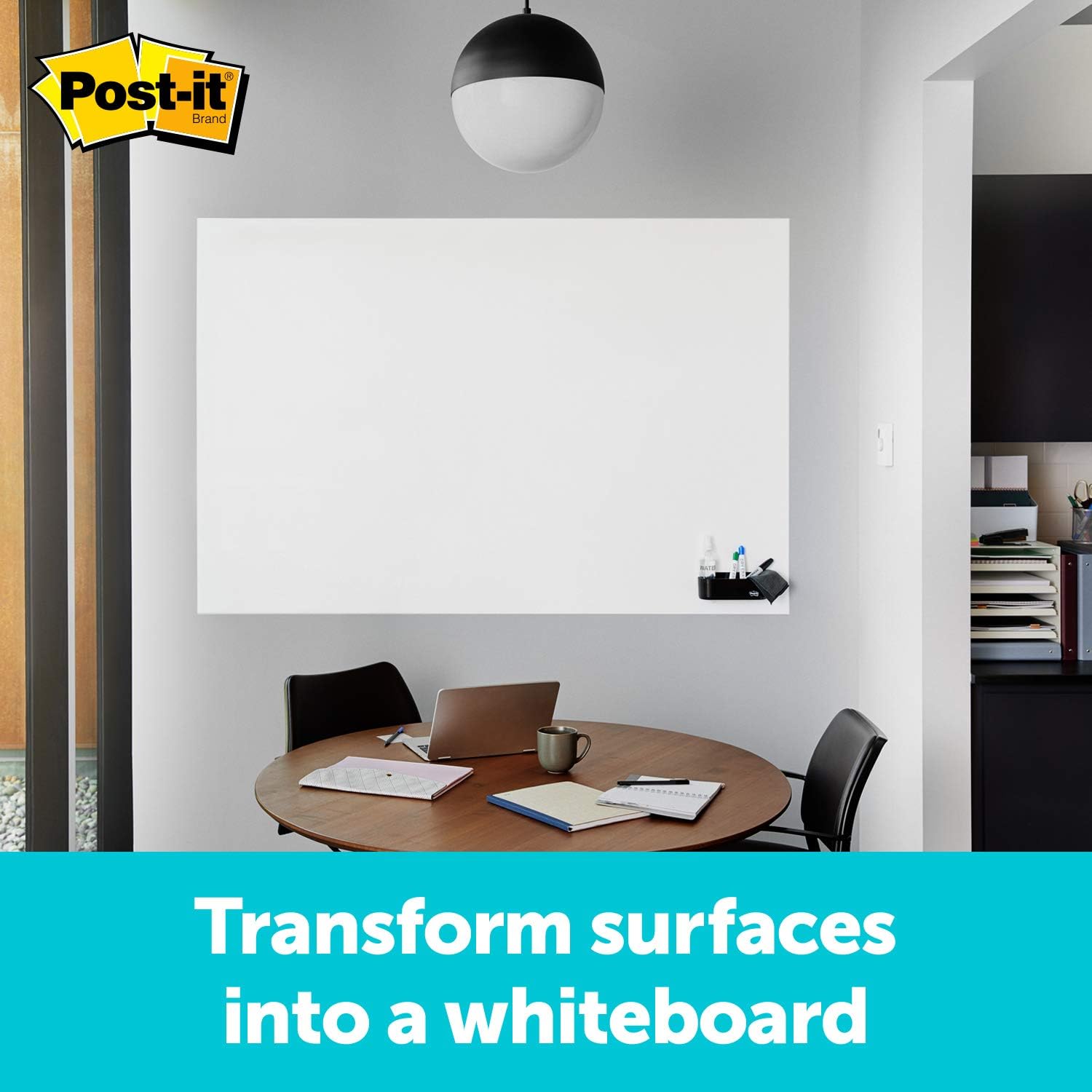Post-it Dry Erase Whiteboard Film Surface for Walls, Doors, Tables, 8 ft x 4 ft Roll (DEF8X4A), Blue (Pack of 6)