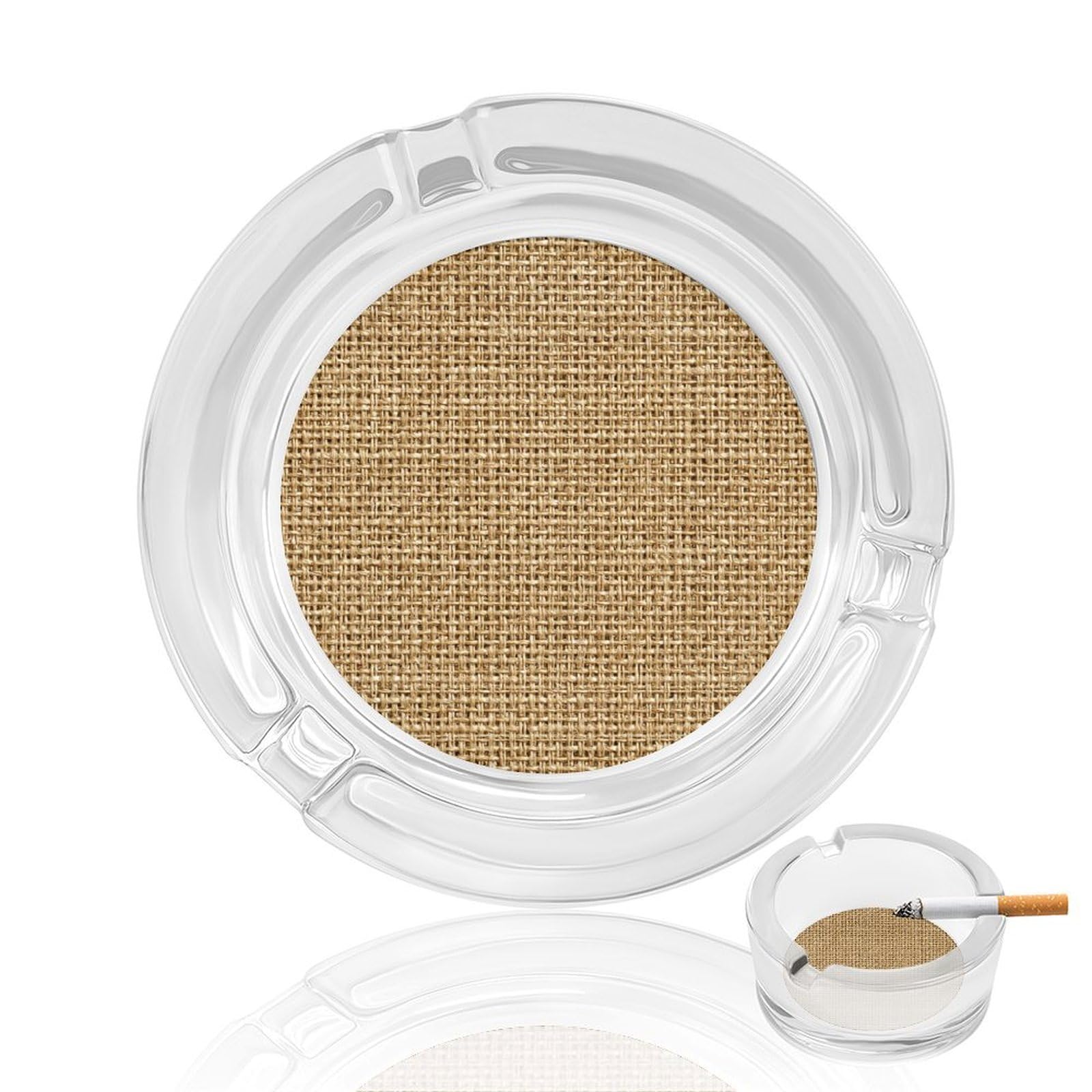 Large Grid Weave Jute Texture Glass Ashtray for Cigarettes Portable Decorative Ash Trays for Home Office Decor