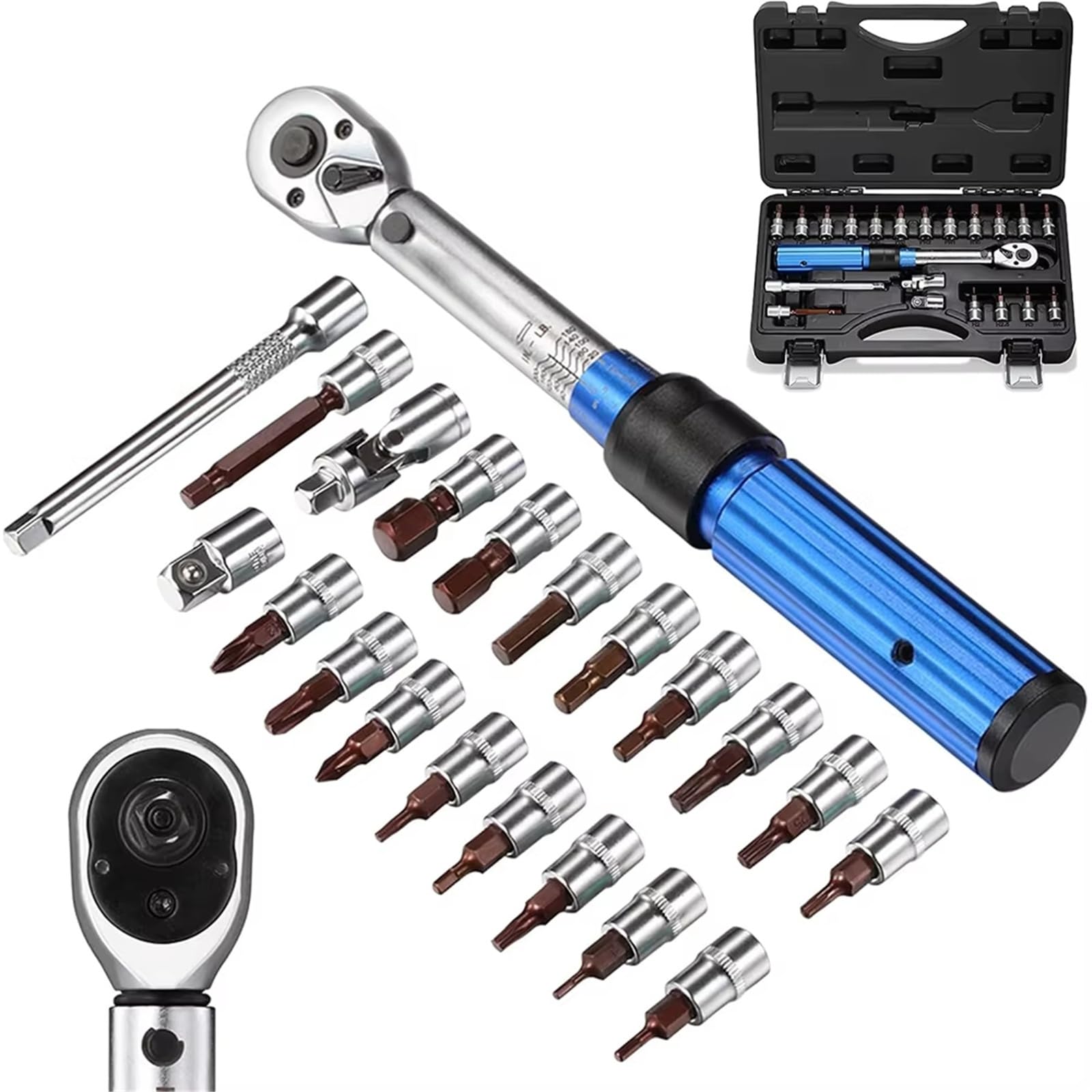 Airuixi 21Pcs Torque Wrench 15/ Bike Torque Wrench Set 1/4 Inch Drive 2 To 24 N.m Auto Motorcycle Bicycle Repair Tool(21Pcs)
