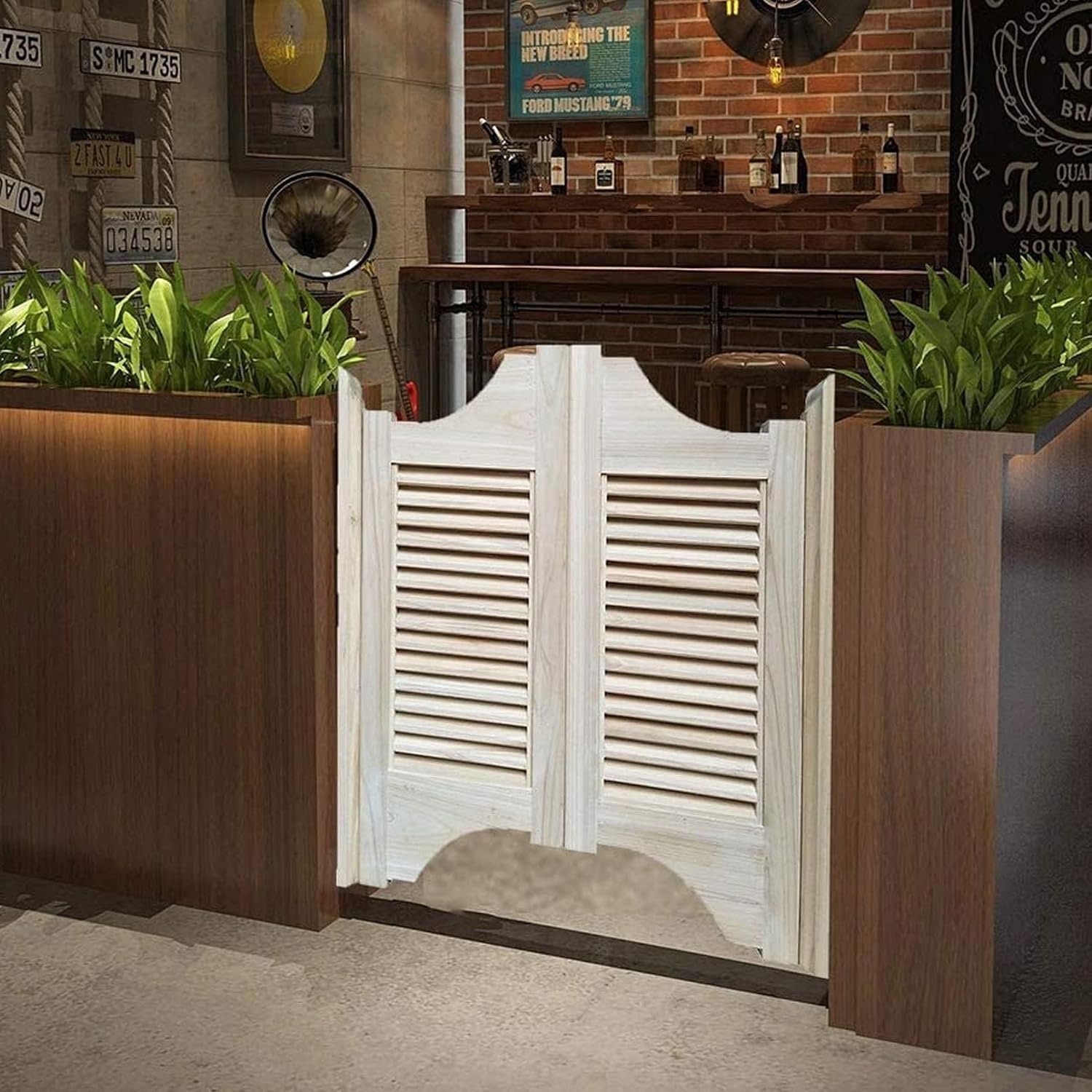 Porte battante à fermeture automatique à demi-taille, porte d'entrée en bois massif à demi-taille, porte battante à volets for bar, porche, jardin(80x90cm(WxH))