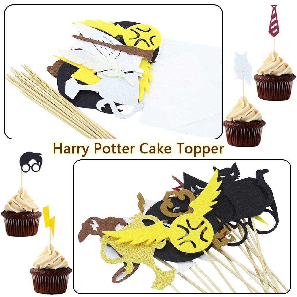 Harry Potter Cake Topper BETOY 17PCS Wizard Theme Birthday Cake Toppers Happy Birthday Banner