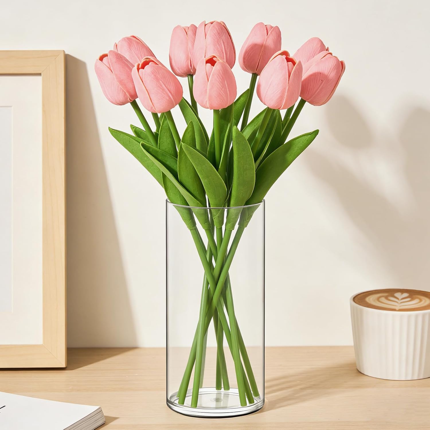 Acrylic Flower Vase Cylinder, 3 Packs, 7.87" Tall Clear Plastic Vase for Centerpieces - Shatterproof Wedding, Event & Home Decor Vase,7.87" Tall Round - 3 Pcs, Clear