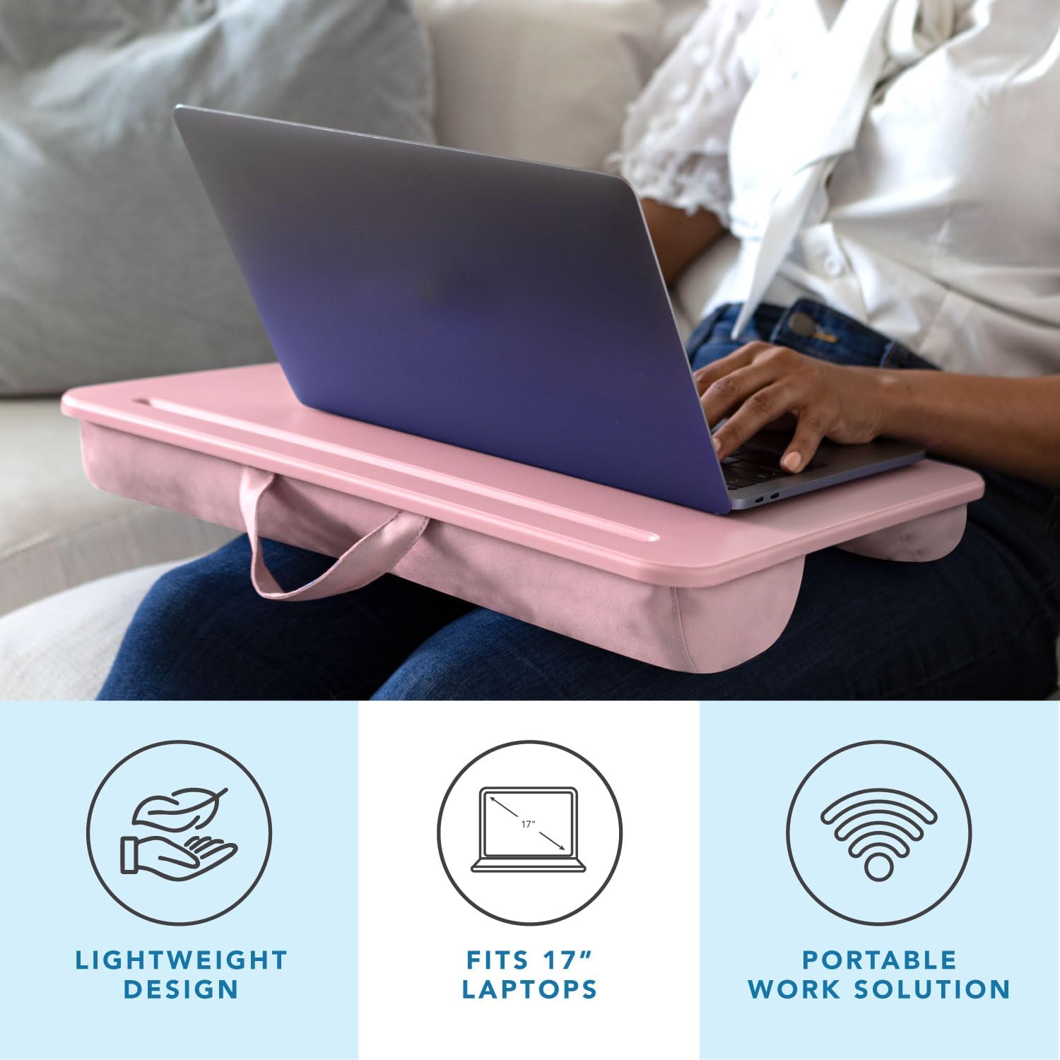 lapgear original lap desk – fits up to 17? laptops – rose quartz – style no. 45154