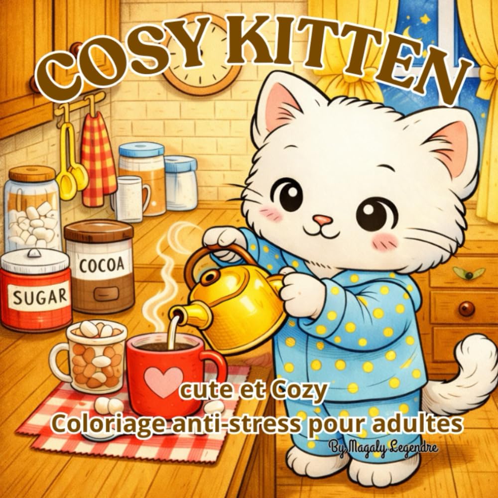 Cosy Kitten: Cosy Kitten : Livre de coloriage chats cosy pour adultes – illustrations relaxantes – Anti-stress, détente et créativité