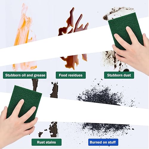 Miniatura 8 de YoleShy 40 almohadillas para fregar platos, 4 x 6 pulgadas, color verde, reutilizables, para el hogar, para platos, fregadores de cocina y parrillas