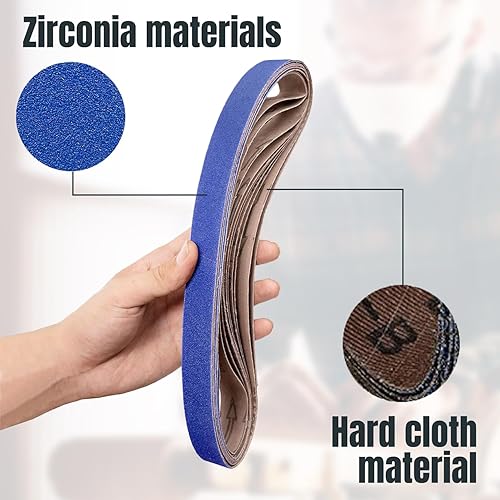 Miniatura 3 de POWERTEC Correas de lijado de 1 x 30, 15 unidades, 3 de cada uno de granos 243660100120, 1 correa de lijado de óxido de aluminio de 30 pulgadas para