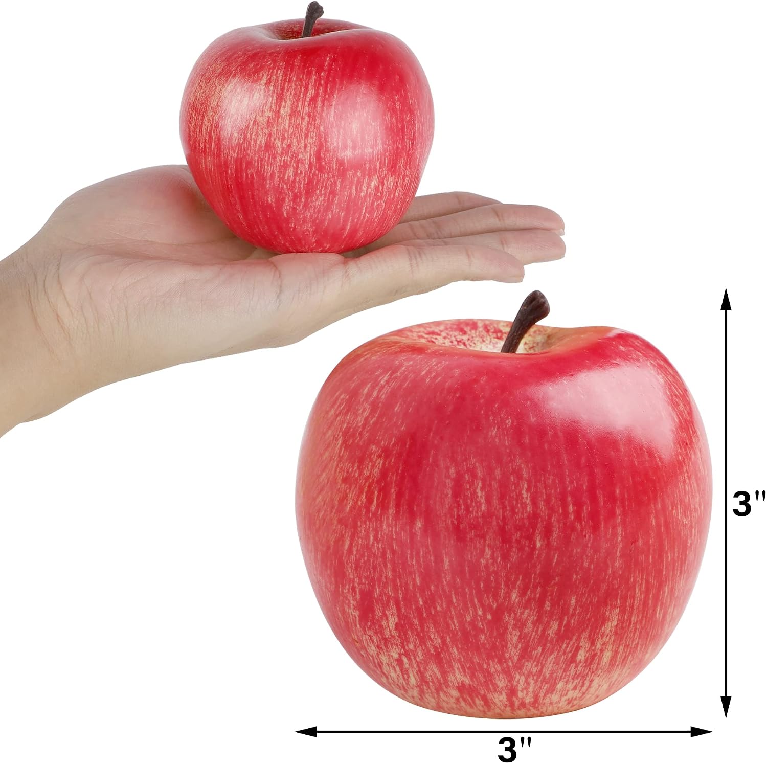 Cllayees Fake Fruit Artificial Apples, Set of 6 Decorative Fruit Lifelike Faux Apples Realistic Fruits Apple Decorations for Kitchen, Realistic Fake Fruits Party Props Home Decor