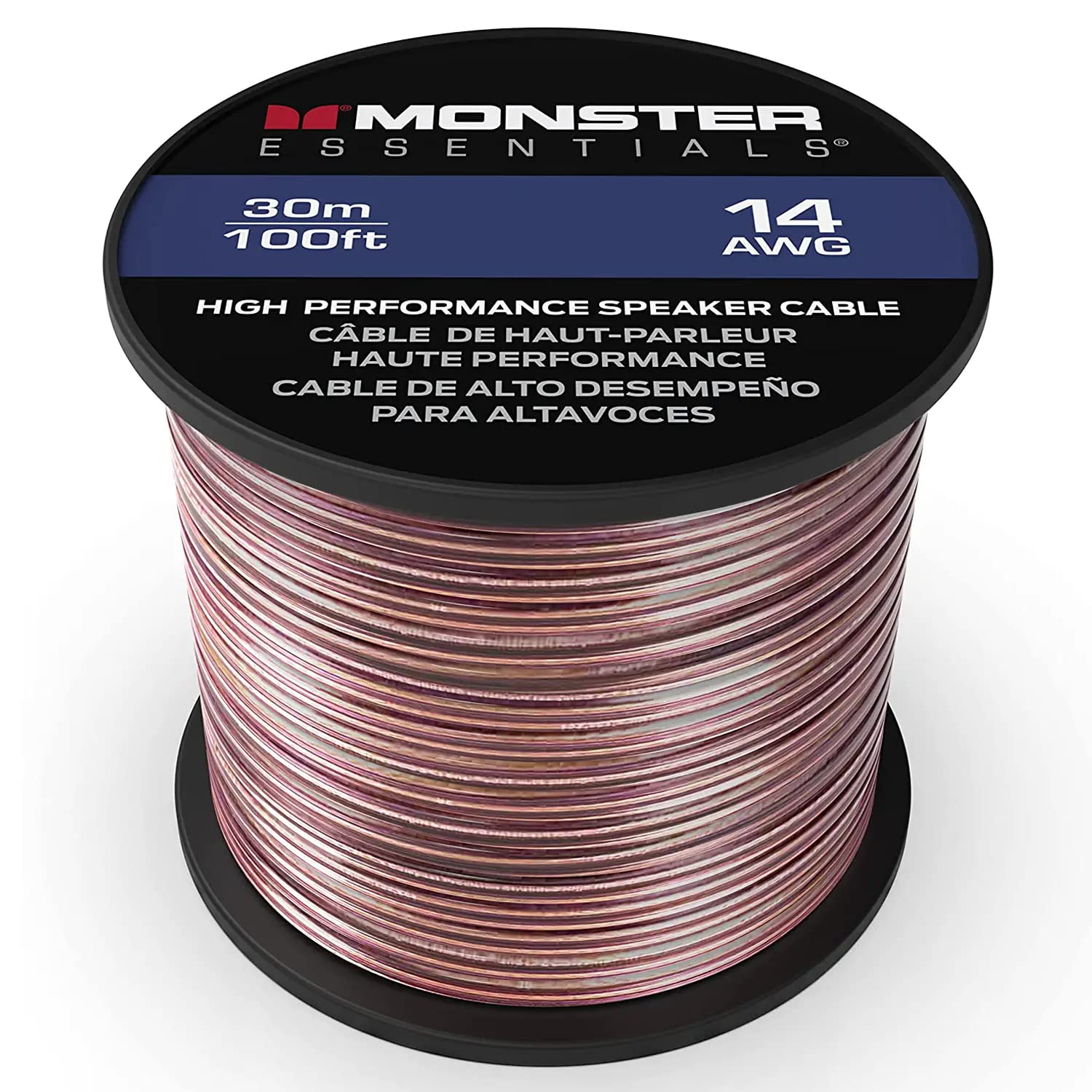 Monster XP Copper Clad Aluminum (CCA) Speaker Wire 14 Gauge Cable 100 FT Spool - Ideal for Home Cinema Cables and Car Audio Cable