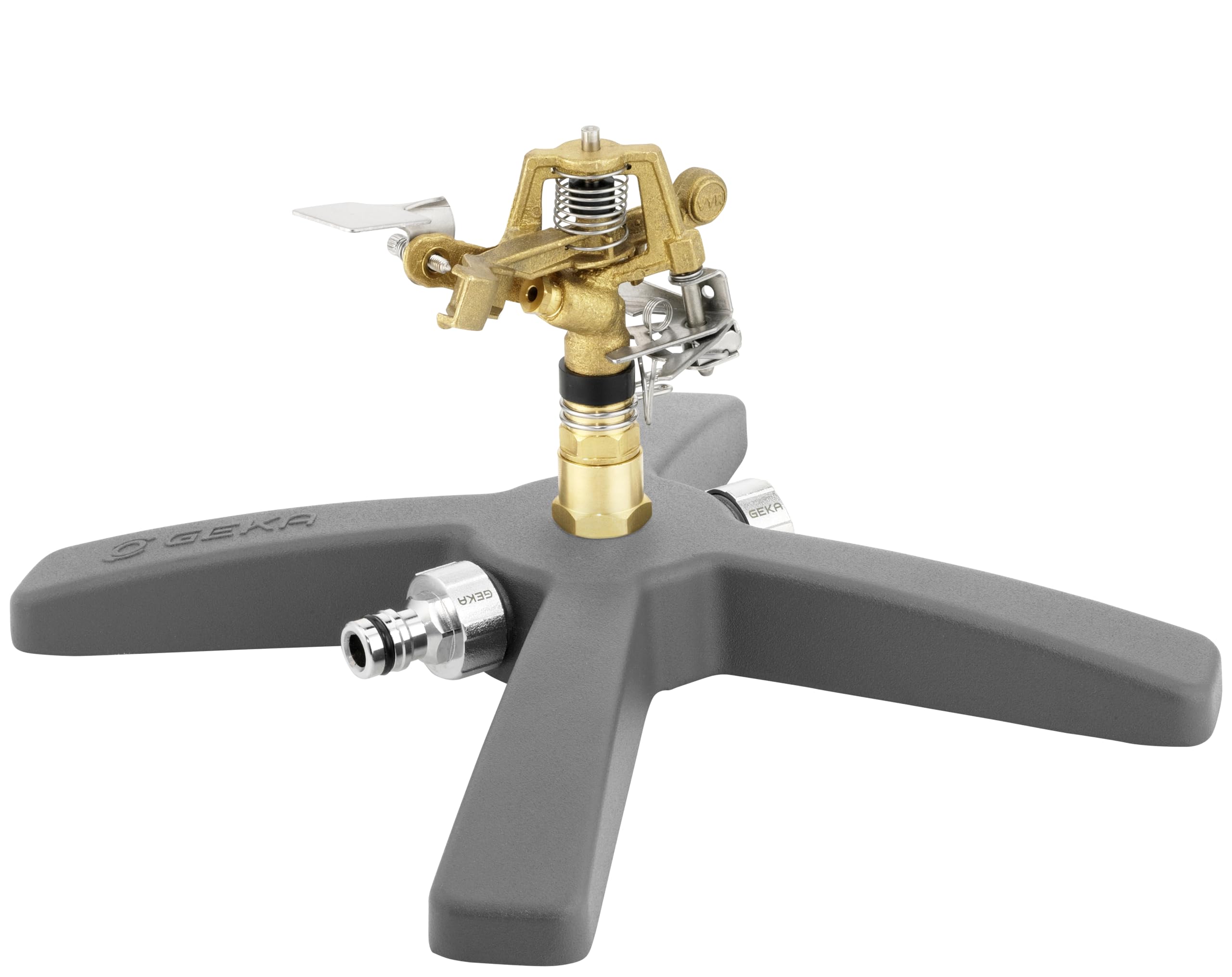 GEKA Kreis- und Sektorenregner V 80 B (Wurfweite ca. 13 m, 2-4 bar, Sektor 20°-360°, Schwinghebelregner, Gartensprinkler, Gartenbewässerung) 17.0012.9, Grau
