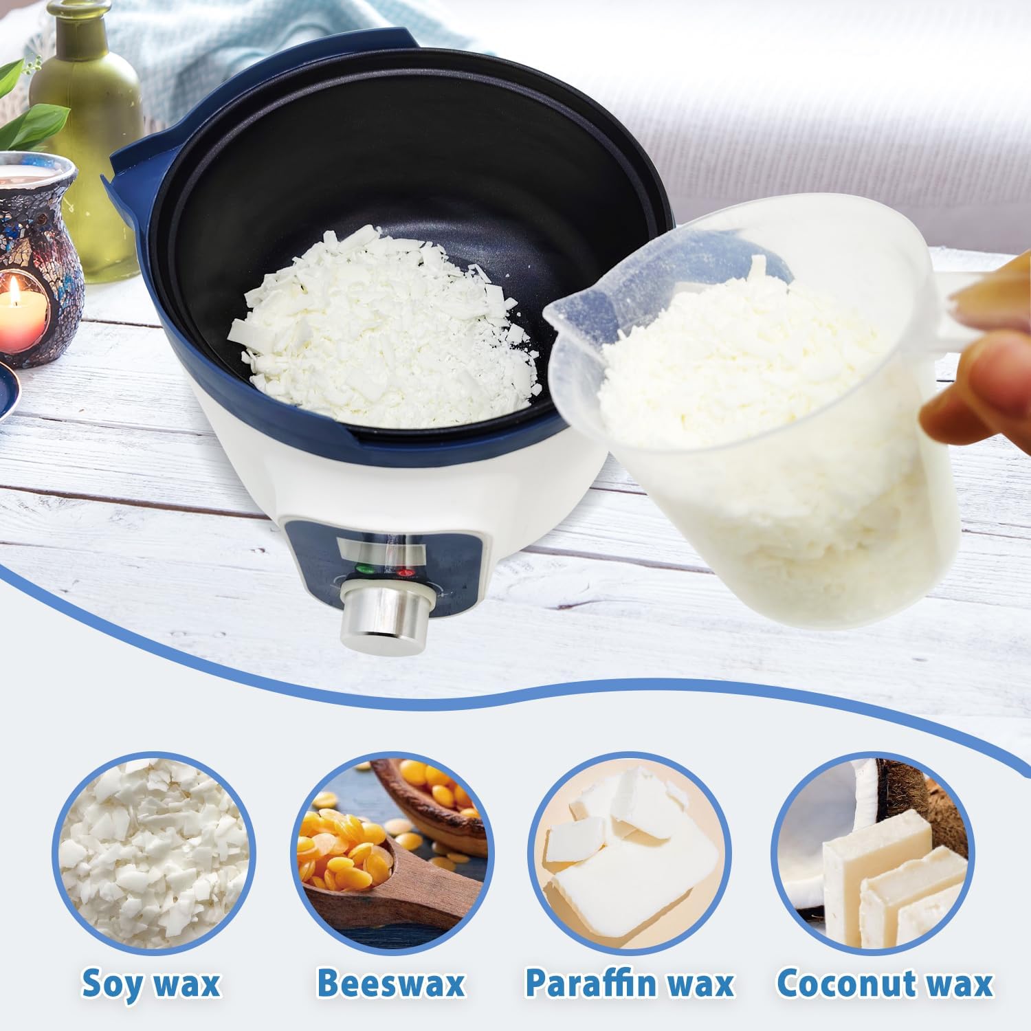 Handnatur Digital Candle Melting Pot with Spout, Electric Wax Melter with Temperature Control for Candles Making, Wax Melting Machine with Adjustable and Constant Temperature Function