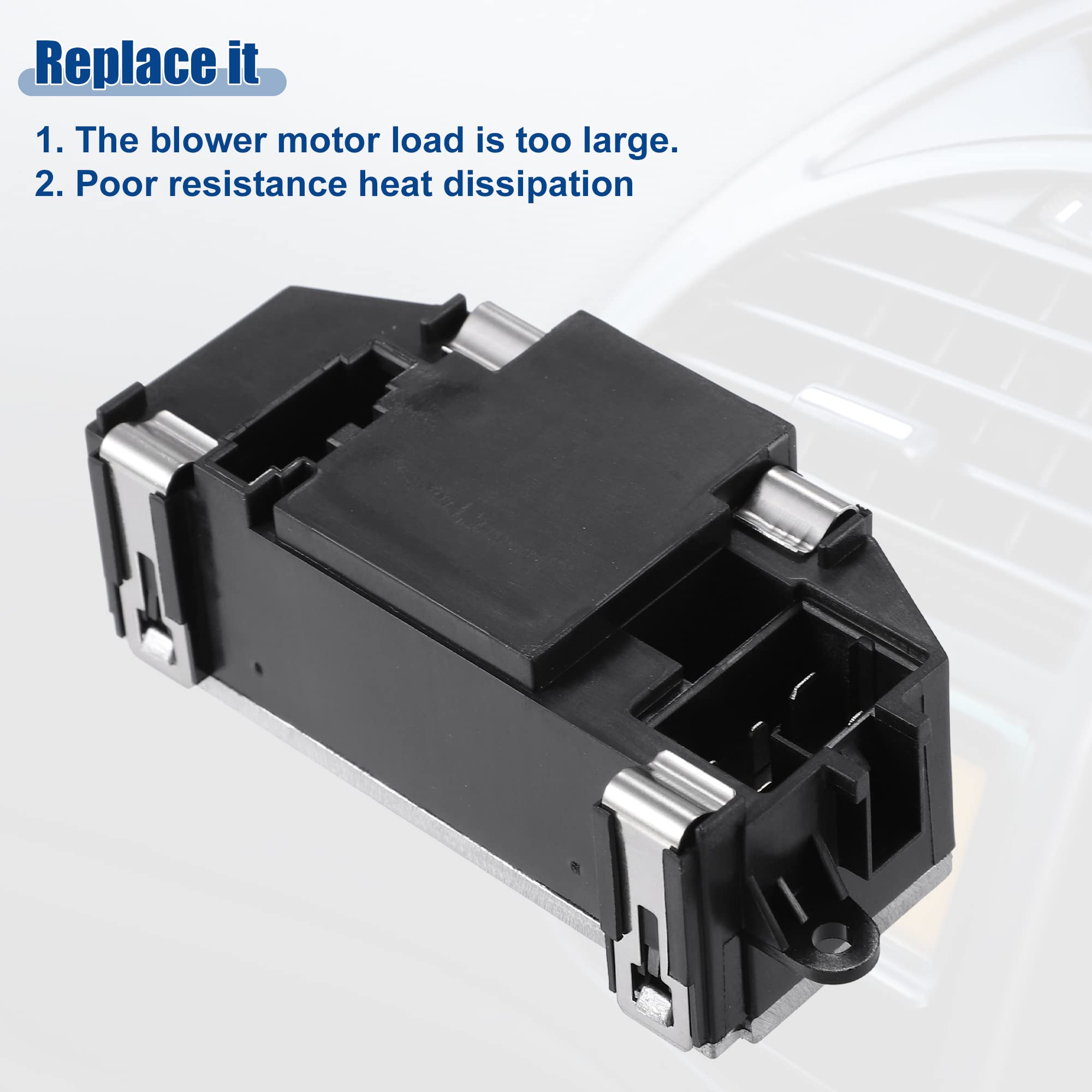 A ABSOPRO Hvac Soplador Motor Resistencia Para Audi A4 09-12 1 Unidad | Color Negro Y Plata, 7 Pines, Orificio 4.3Mm, Oe 8K0-820-521-B, Para Audi A5 10-14, Para Audi A8 14-16, Fácil Instalación