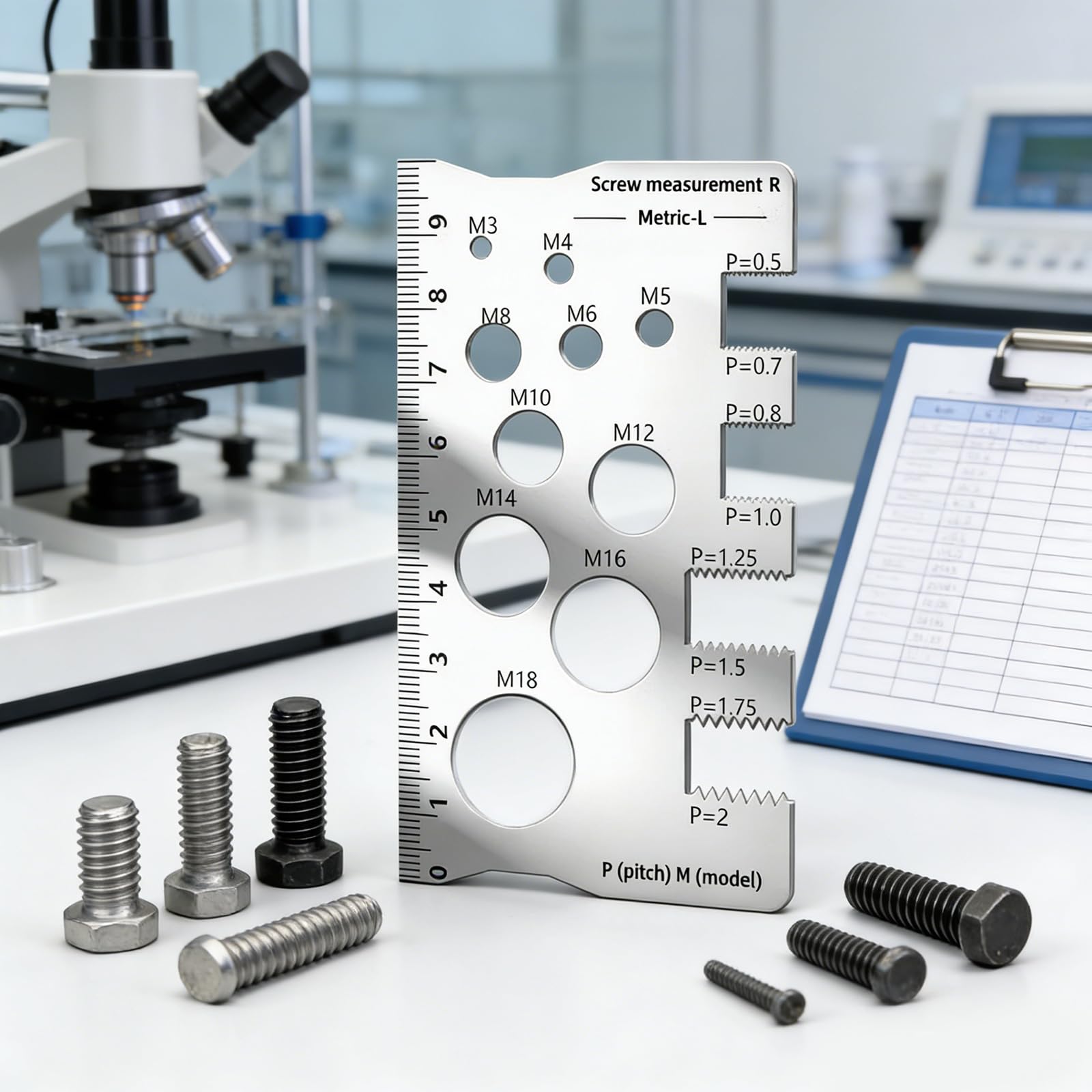 Misuratore di passo filettato multifunzione per misurare con precisione il diametro della vite, strumento di misurazione delle viti, tabella delle dimensioni delle viti