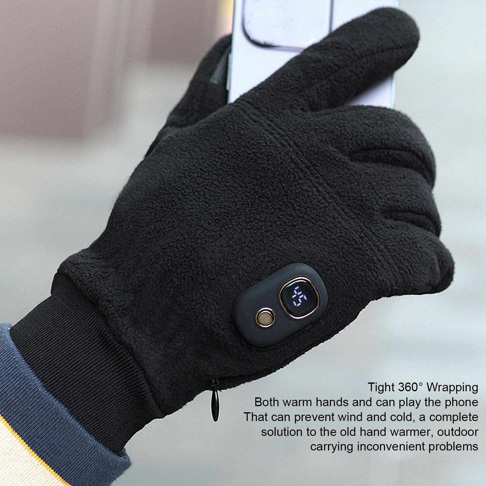 1 par de Guantes Calefactables, Guantes de Invierno, 3 Temperaturas, Forro de Felpa Lavable a Prueba de Viento, Manoplas Cálidas de Invierno, para Esquiar, Andar en Bicicleta