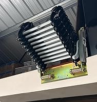 INTBUYING Wall-Mounted Folding Attic Ladder, 12 Steps Aluminum-Magnesium Alloy, 8.2-9.8ft Height, 660lb Capacity, Narrow Black Loft Stairs