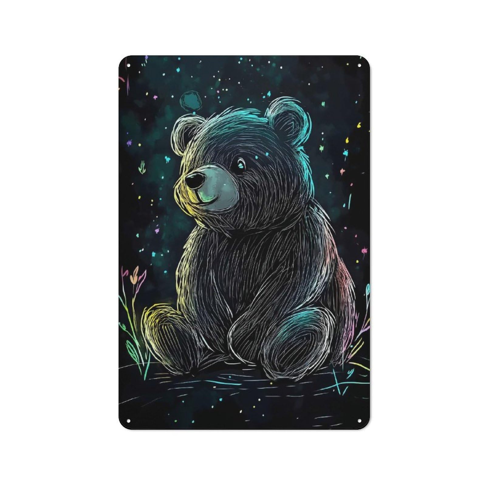 Classic Neon Bear Illustration Kitchen Metal Sign 30x20cm, Kitchen Wall Decor for Kitchen, Cafe, Pantry Or Dining Room