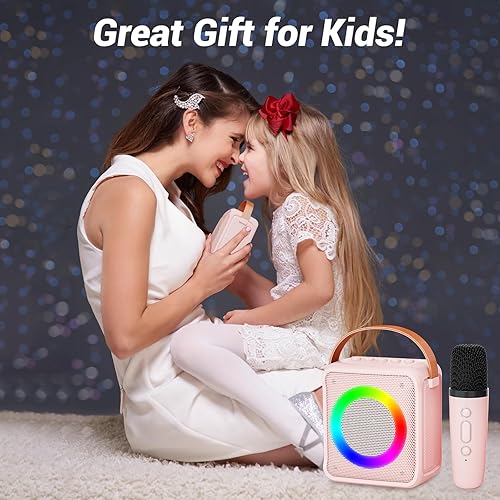 Miniatura 7 de Ankuka Máquina de micrófono de karaoke de juguetes para niños, regalos de cumpleaños para niñas de 4 a 12 años, altavoz portátil con micrófono