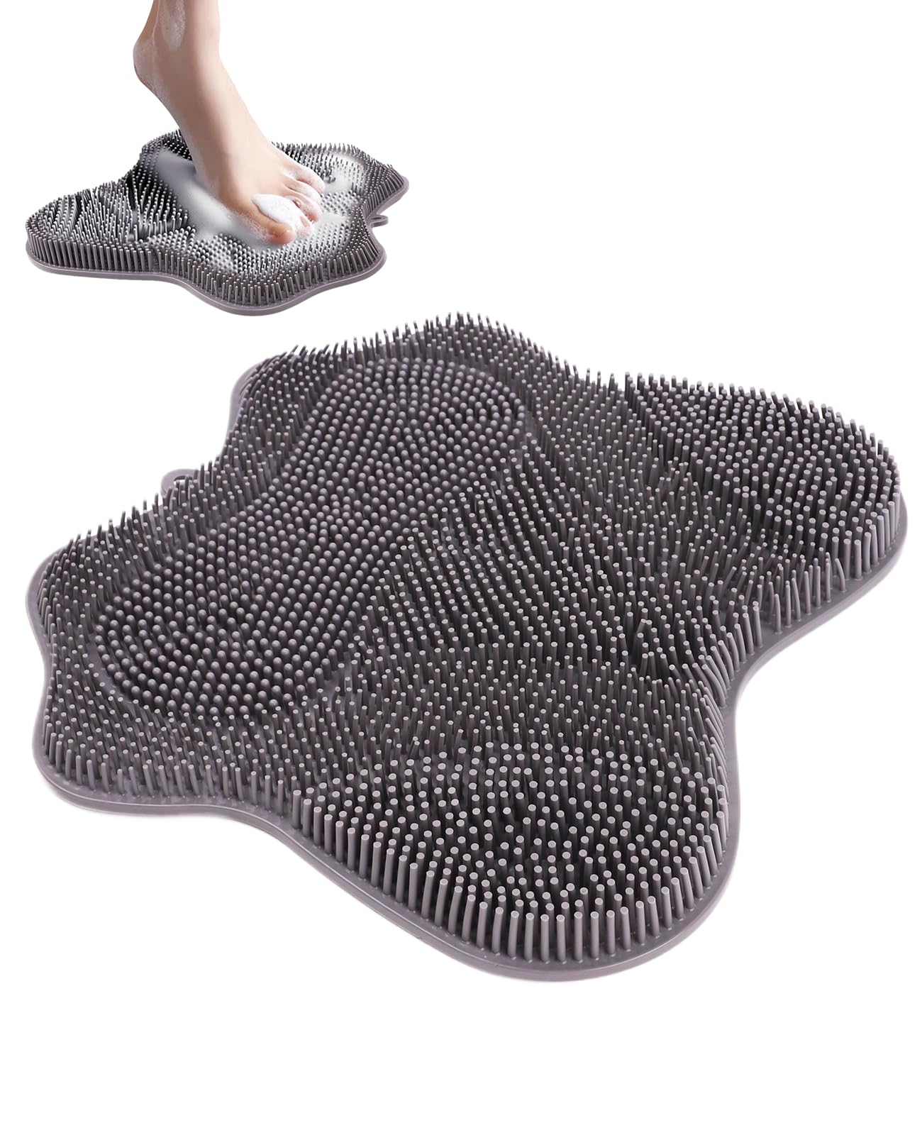 Silicone Foot Scrubber Mat for Shower Bath Foot and Back, Shower Feet Brush Pad with Wall-Mounted Suction Cups-image-33
