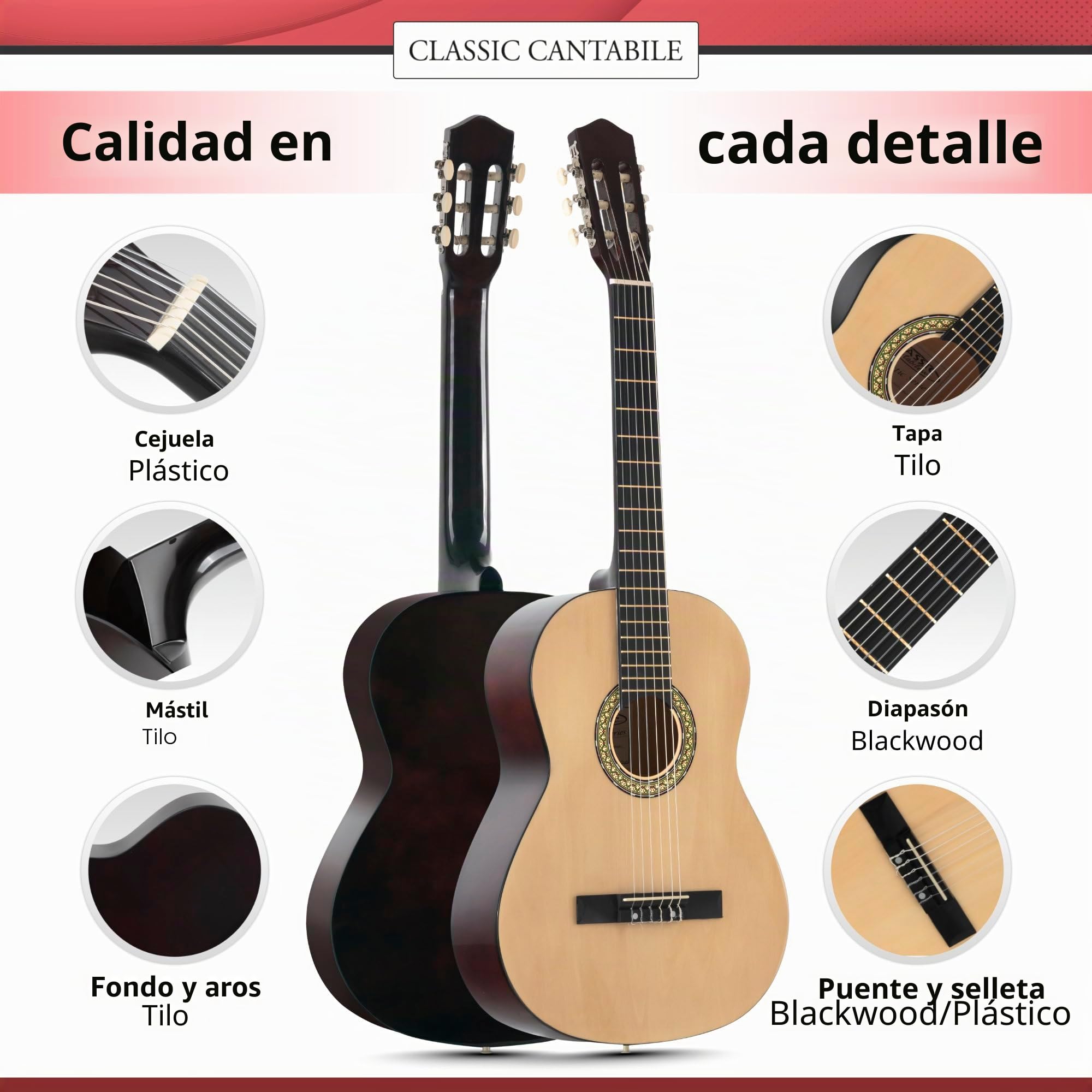 Classic Cantabile Acoustic Series AS-851-L guitarra clasica 4/4 para zurdos