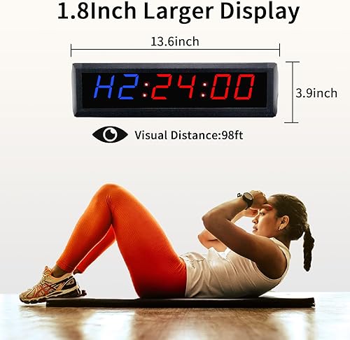 Miniatura 4 de Temporizador de gimnasio con control remoto, pantalla digital de 1.8 pulgadas con temporizador de entrenamiento personalizable, reloj de tiempo,