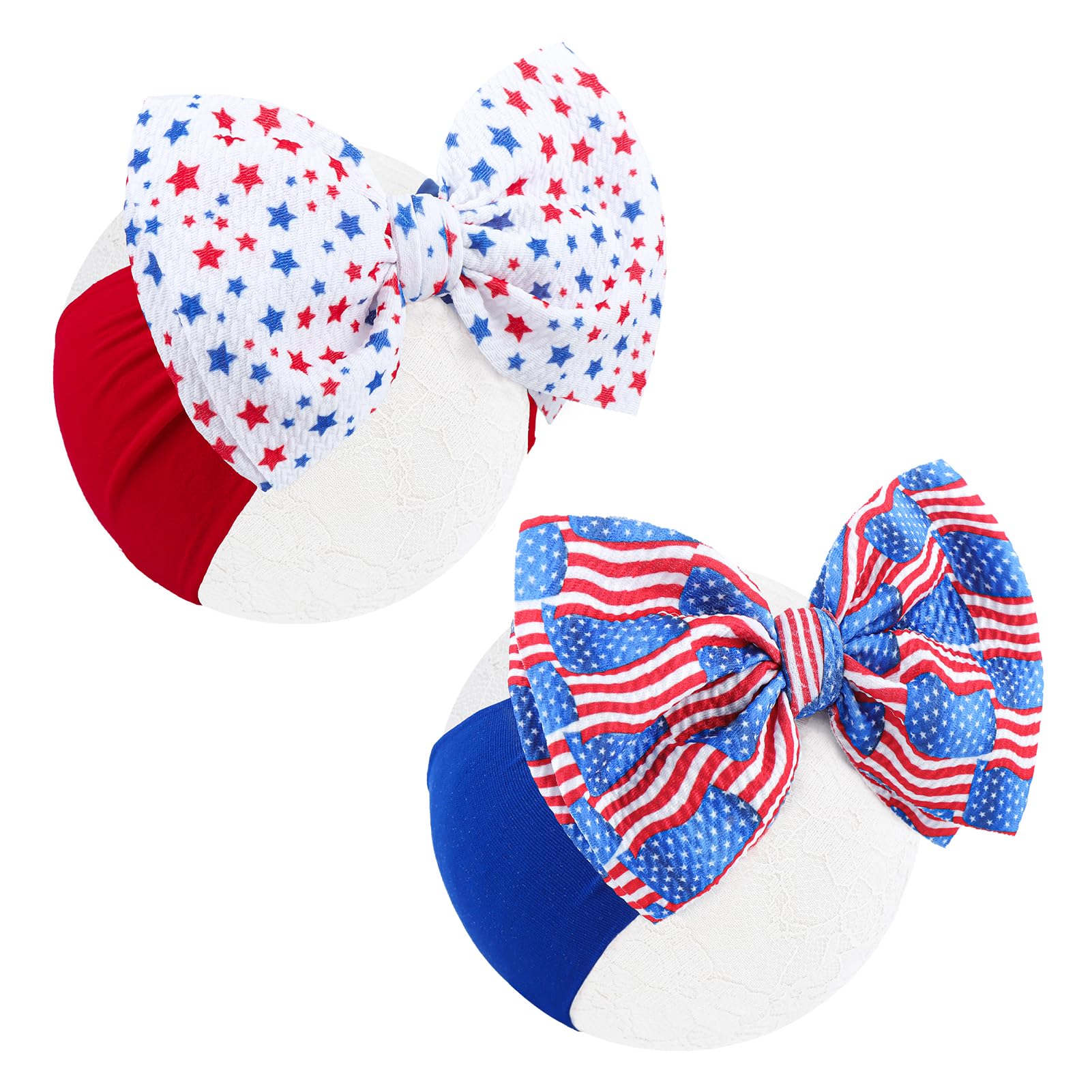 4th of July Baby Girl Bows Headbands Baby Wraps Bows Wide Headbands for Toddler Hair Accessories Infant Baby Hair Bows Newborn Gifts American Flag โ image 1