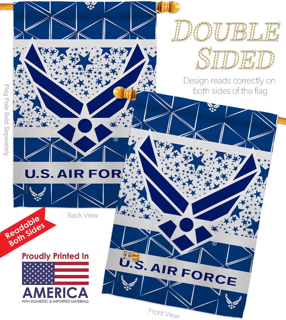 Air Force House Flag Armed Forces USAF United State American Military Veteran Retire Official Small Decorative Gift Yard Banner Double-Sided Made In USA 28 X 40