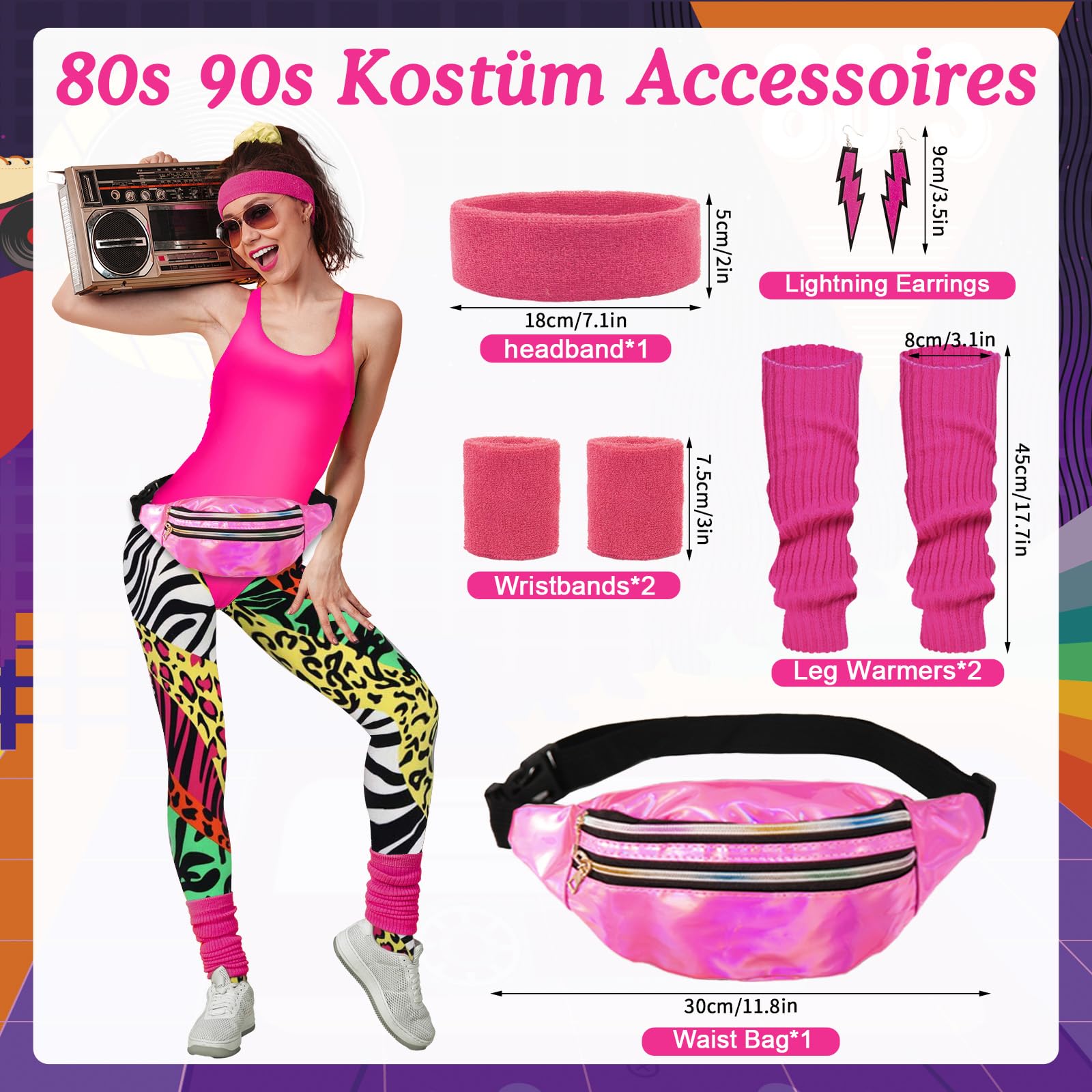 Gigquake 80s 90s outfit women, pink, M - Image 2