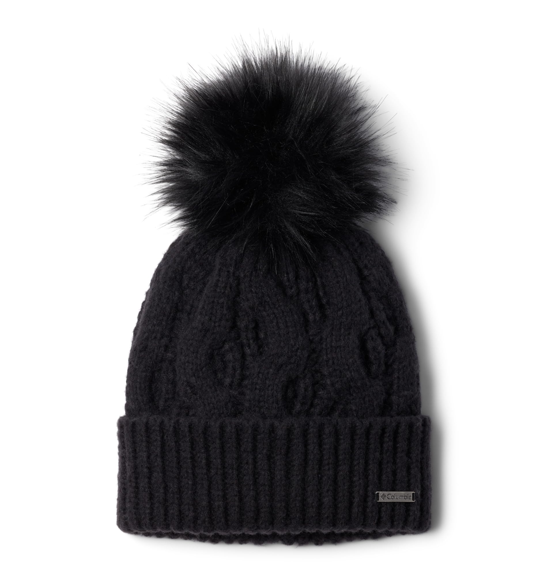 Columbia Women's Boundless Days Cable Knit Pom Beanie, Beanie, Black, One Size