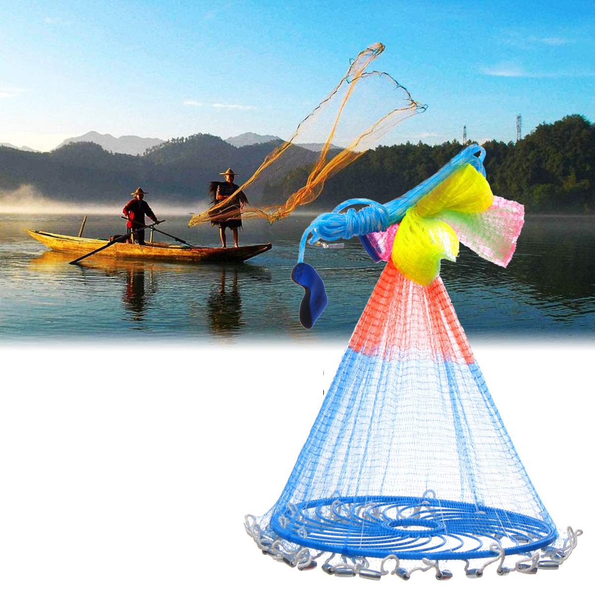 Buy GENERICZANLURE 33.6m/1012ft Hand Throw Fishing Casting Net Cast