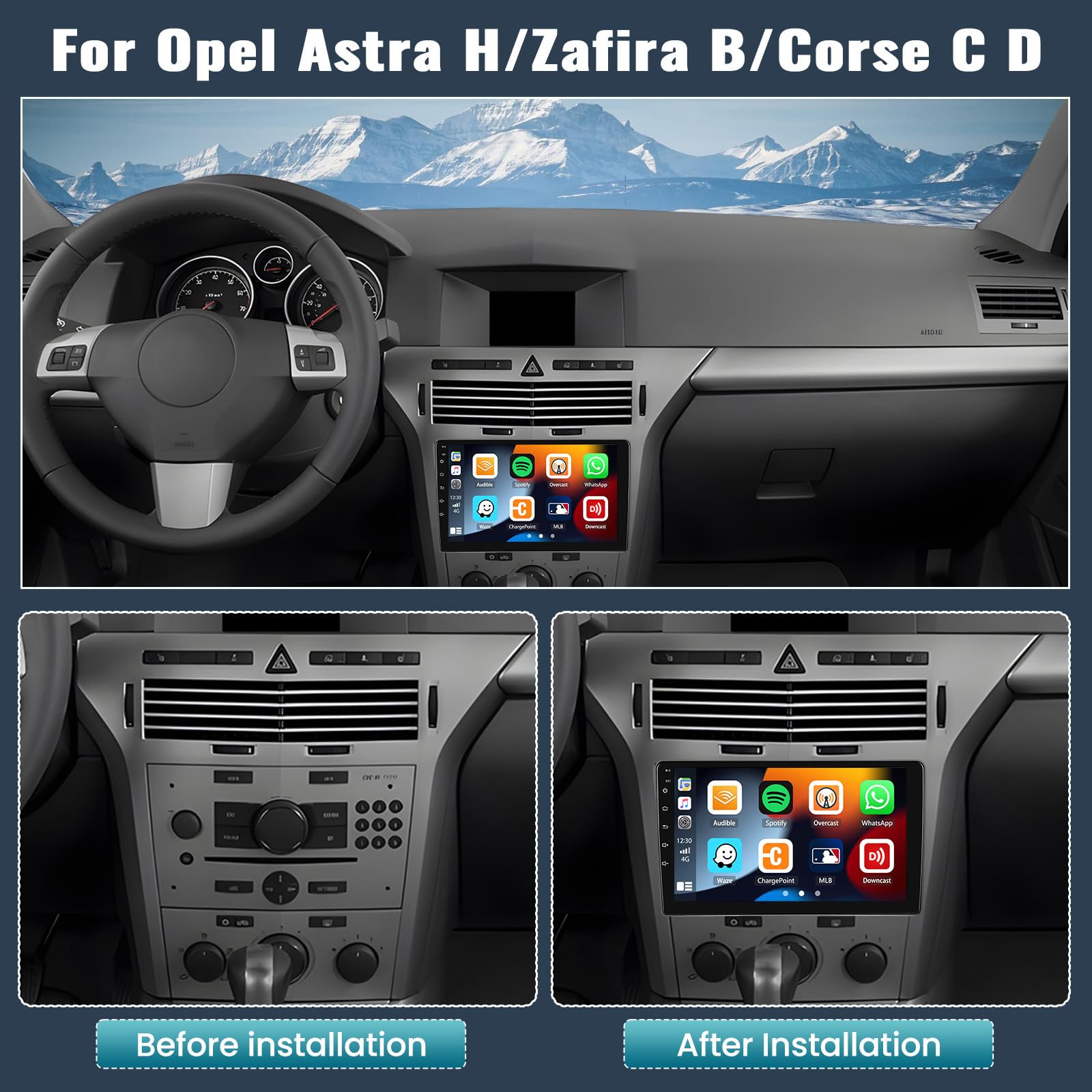 1+32G] CAMECHO Android 13 Autoradio Pour Opel Corsa D Astra H Zafira B Meriva Vivaro,7 " HD écran Tactile Radio Intégré Bluetooth/WiFi/GPS/USB/FM/RDS/Lien Miroir/Commande Au Volant-Gris