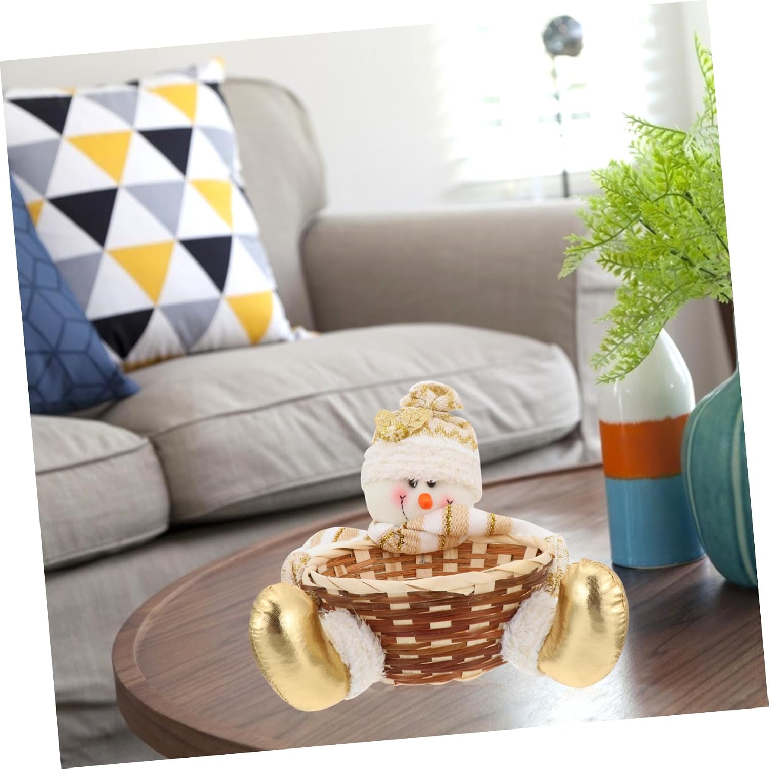 1pc Christmas Snowman Candy Basket Cute Desktop Storage Container for Holiday Decor for Boys and Girls for Tabletop Candy Storage and Festive Celebrations