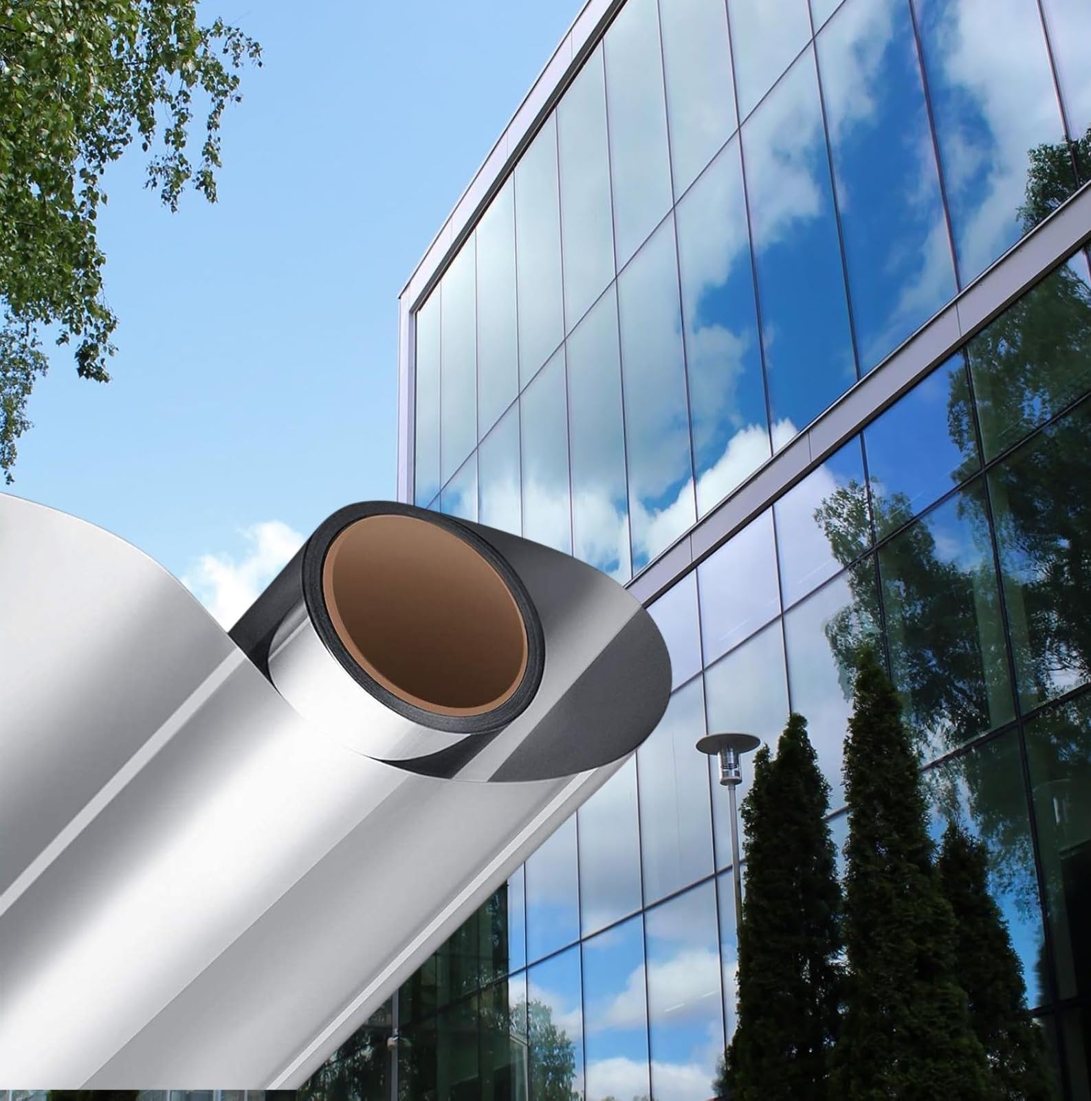 WALLMATE One Way Window Film Daytime Privacy Mirror Effect Reflective Tint for Home Self Adhesive UV Sun Blocking Heat Control Glass Door Films (Silver Film, 20x80 in)-image-5