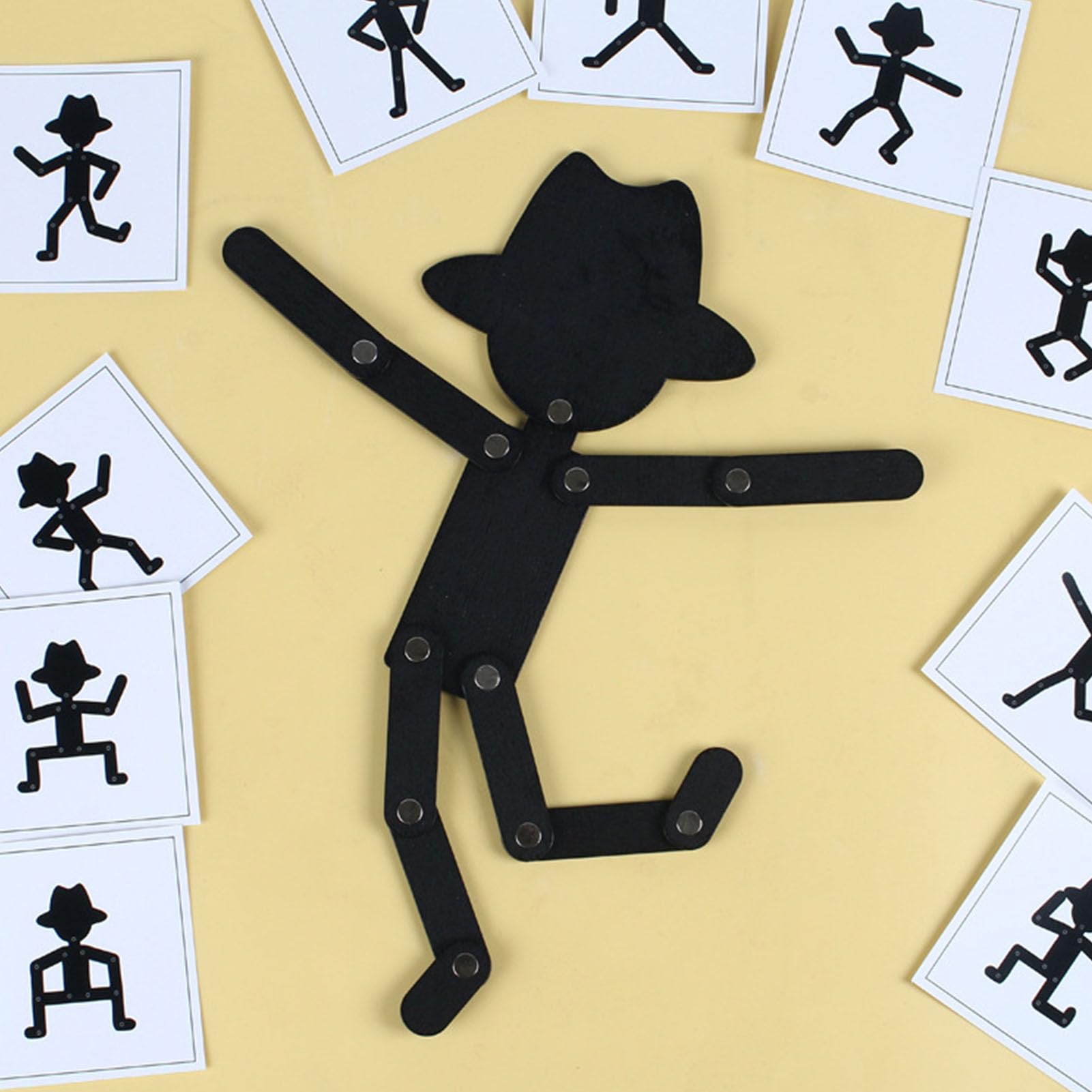 Jouet Stickman En Bois Avec 24 Cartes - Puzzle éducatif Pour Enfants 3 Ans Et Plus - Développe Coordination