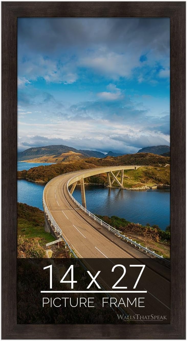 wallsthatspeak 14x27 Espresso Brown Picture Frame for Puzzles Posters Photos or Artwork