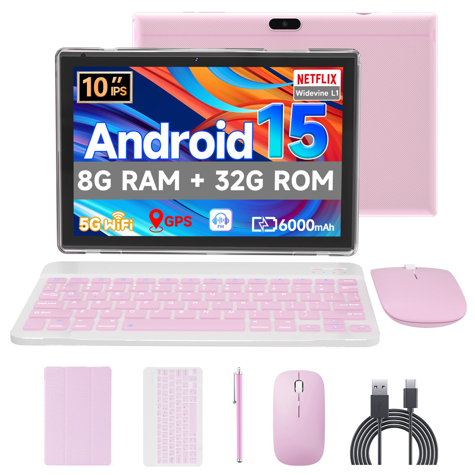 Amazon.com: Android 15 Tablet,10 inch Tablets, 2 in 1 Tablets with