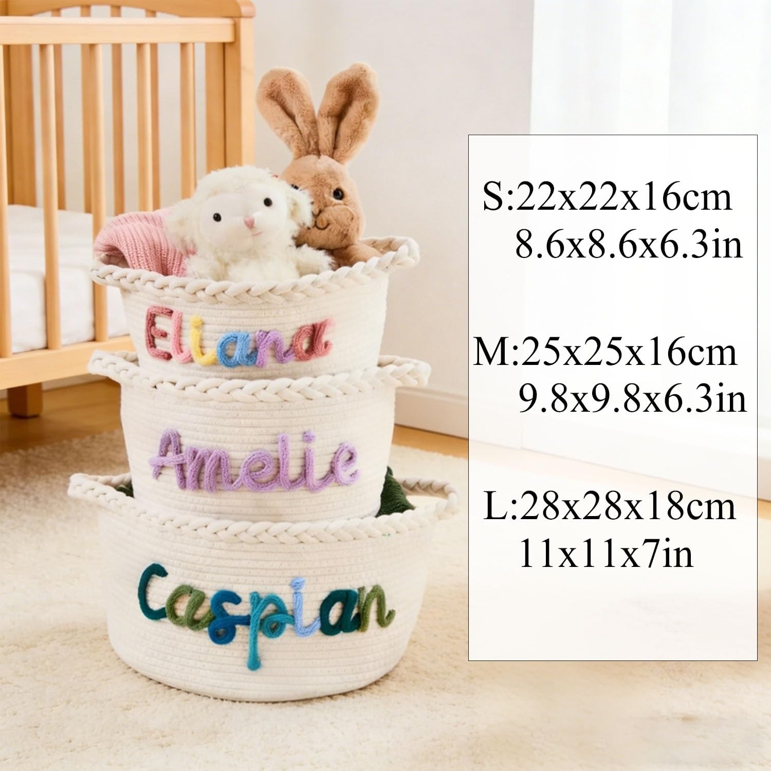 Cesta De Almacenamiento Personalizada Para Bebé – Organizador De Pañales Y Ropa De Algodón Suave Para La Decoración De La Habitación Infantil, Regalo Personalizado Para Recién Nacidos