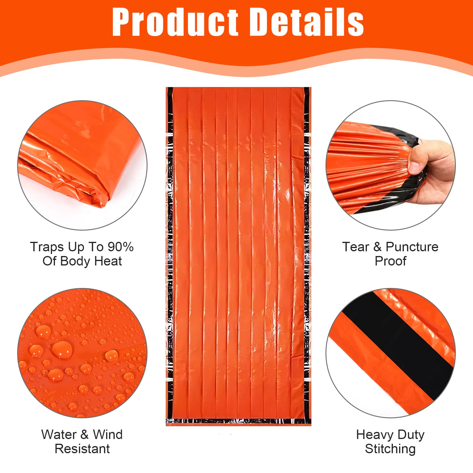 4 Pieces Saco de Dormir Emergencia, Supervivencia Bivy para Vivac, Manta Térmica de Supervivencia, Saco de Dormir Camping, Trekking Montañismo, Protección Contrael Frío