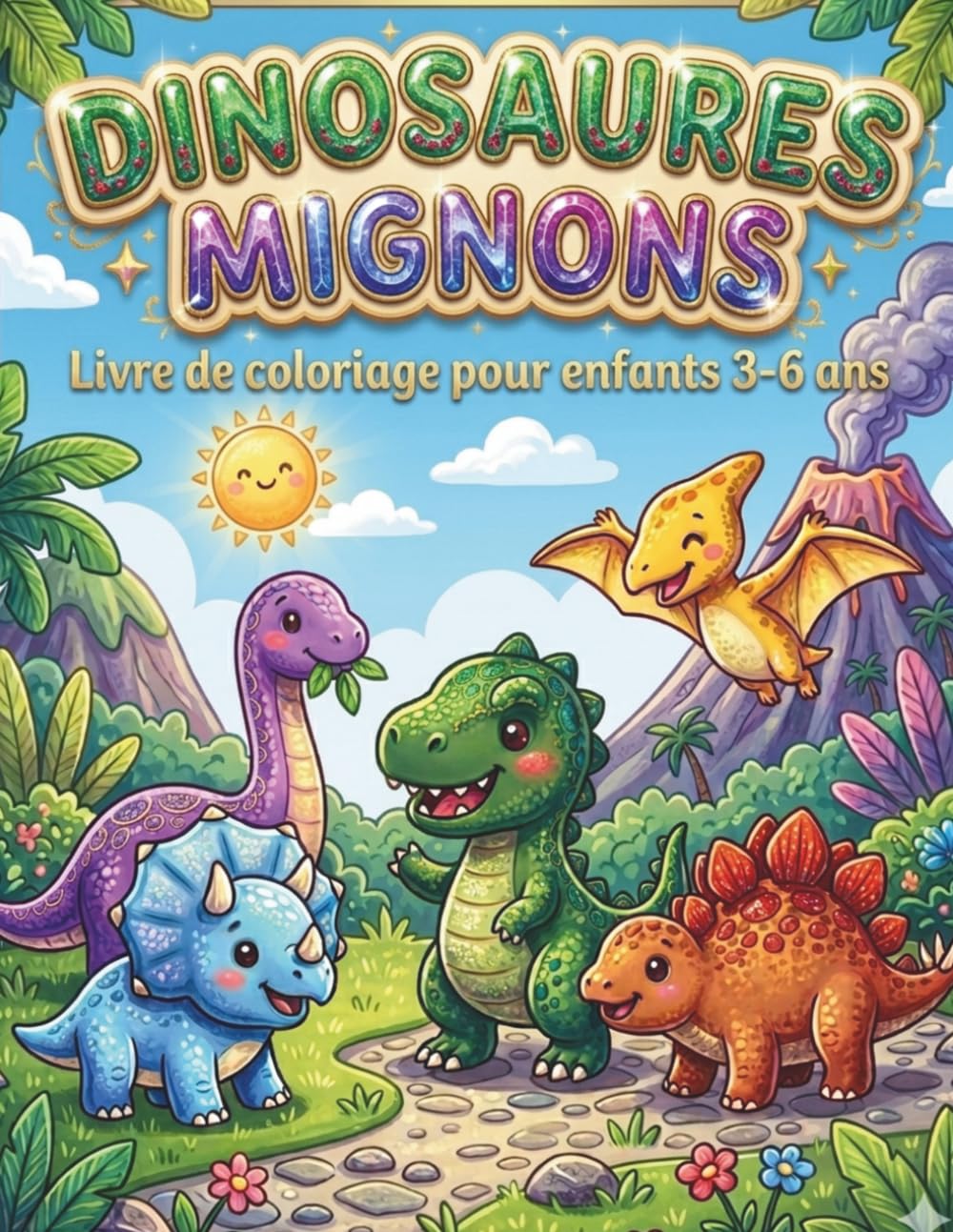 DINOSAURES MIGNONS: Livre de Coloriage pour enfant 3-6ans