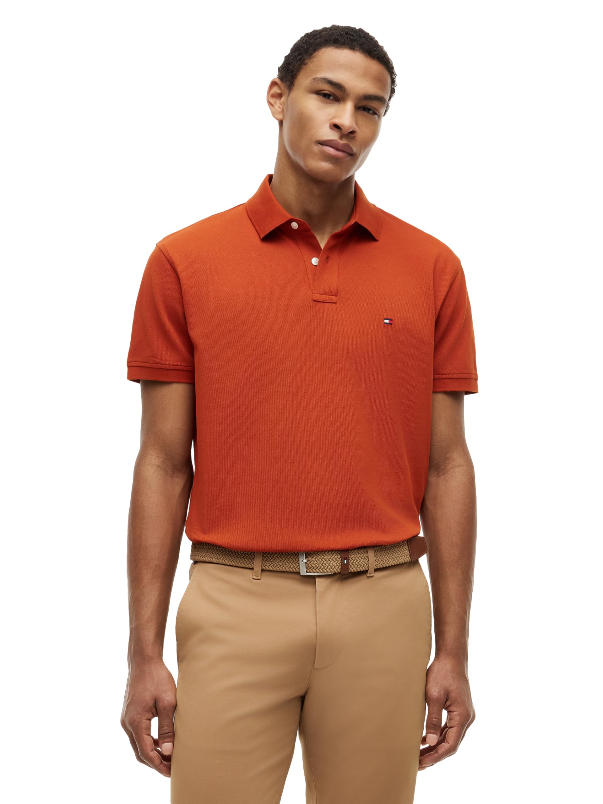Tommy Hilfiger Men's Short Sleeve Polo Shirts in Classic Fit with Stretch and Organic Pique Cotton