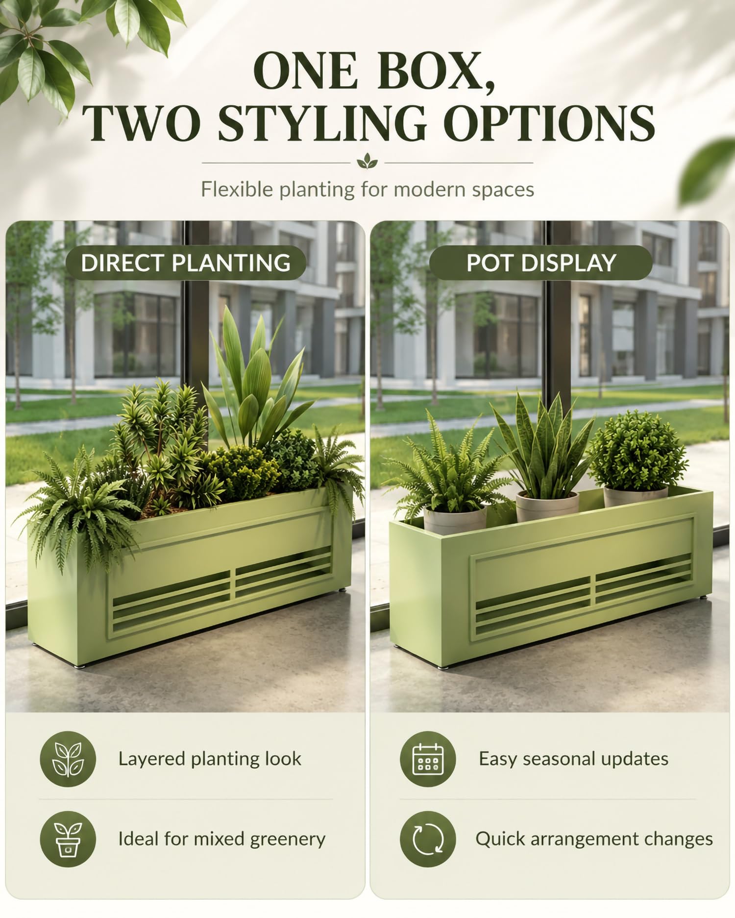 Maceta Elevada Metálica para Patio Y Balcón, Jardineras Rectangulares De Acero con Base Abierta, Jardinera para Jardín con Helechos, Suculentas Y Flores XL,80 * 30 * 40cm/31 * 11 * 15in