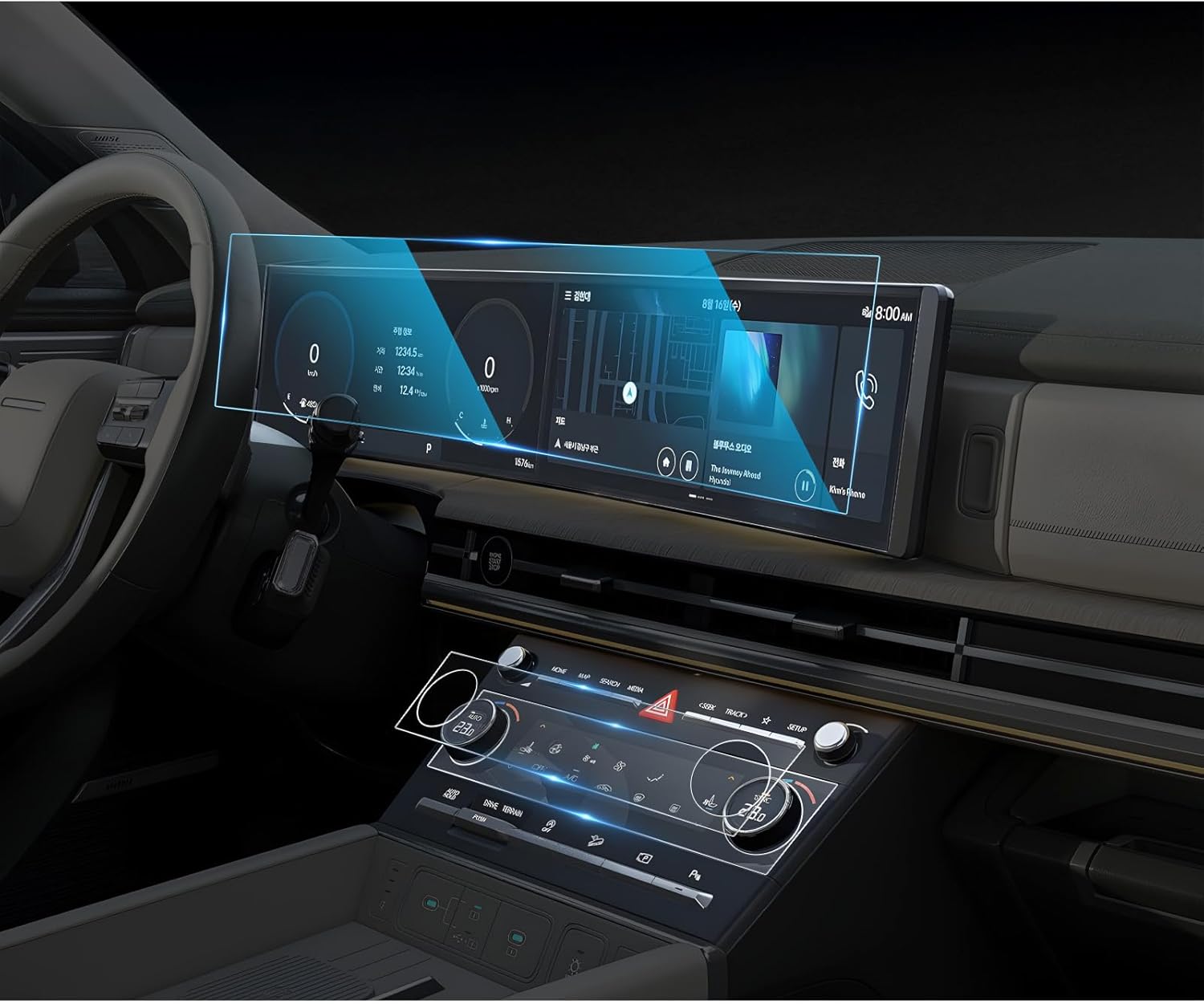 CDEFG Tempered Glass for 2024 2025 2026 Hyundai Santa Fe Screen Protector, 12.3 Inch All-in-One Touchscreen + AC, Santa Fe (SE, SEL, XRT, Limited, Calligraphy) Accessories Santa Fe Touchscreen & AC Tempered Glass 2024+