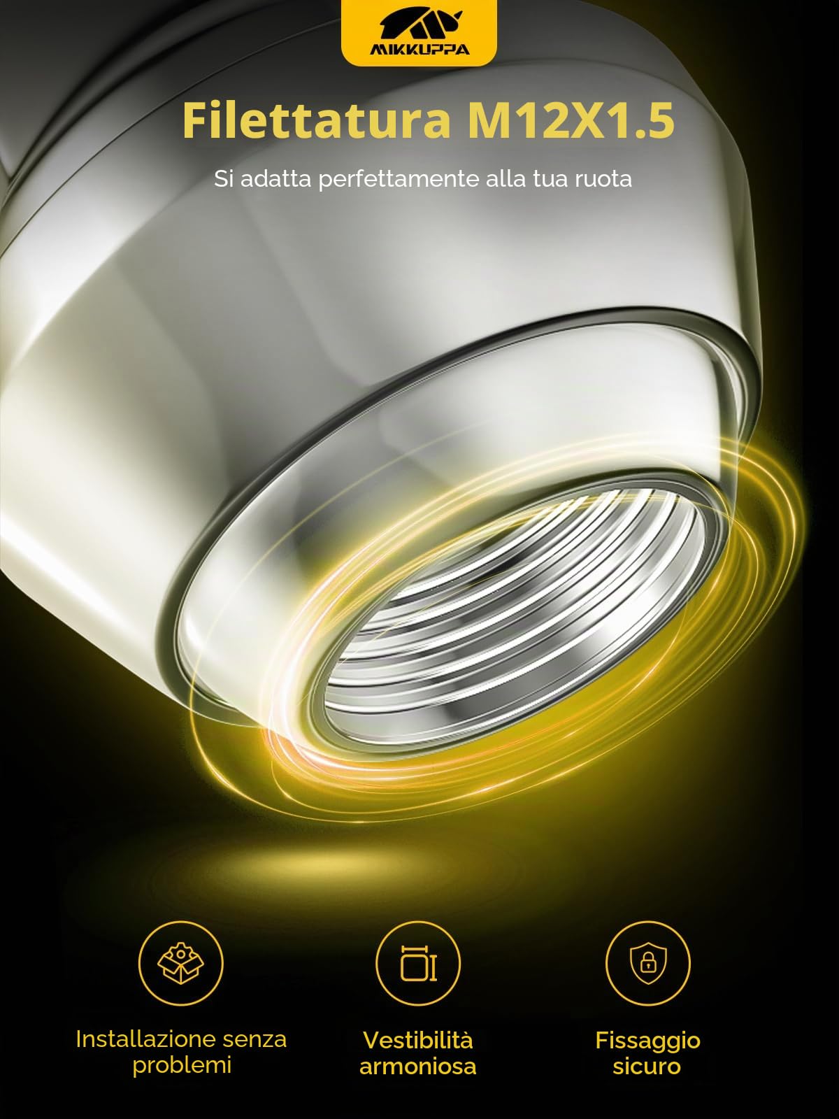 MIKKUPPA Dadi cromati M12 x 1,5, SW19, 20 pezzi OEM Factory Style per la maggior parte delle Ford Fiesta Focus Fusion, ruote in fabbrica, ghiande, dade, estremità chiuse