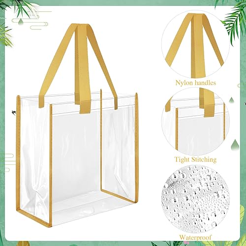 Miniatura 3 de Paterr Paquete de 20 bolsas de plástico transparentes de 10 x 10 x 4 pulgadas, bolsa de regalo aprobada por estadios con asas para mujeres,