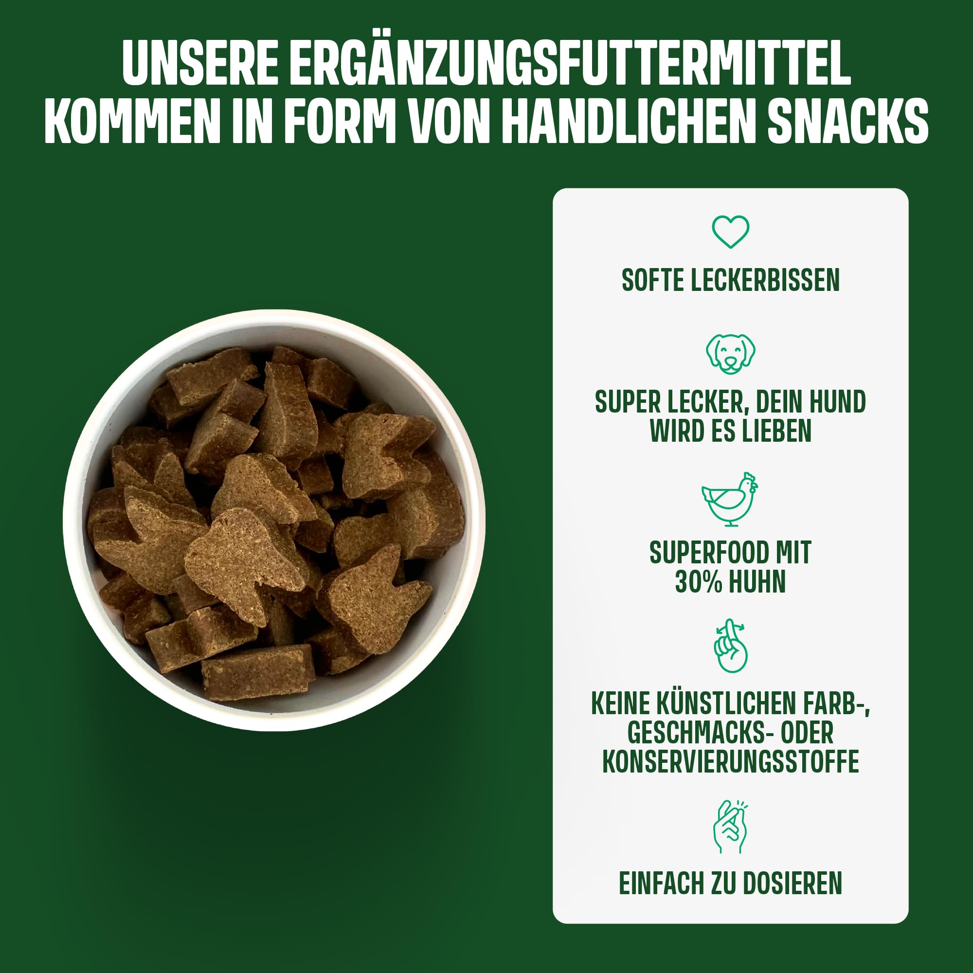 ivvi Dental - Zahnhygiene-Snacks für Hunde. Zahnpflege für gesunde Zähne und Zahnfleisch, hilft bei Zahnbelag und schlechtem Atem, Mundgeruch - 60 Snacks (270g) mit Huhn.