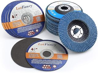 LotFancy 14PCS 4-1/2 Flap Discs and Cutting Wheels Set - 40 60 80 120 Grit Assorted Zirconia Alumina Sanding Grinding Wheels, Type #27, Metal Cut Off Wheels for Angle Grinders