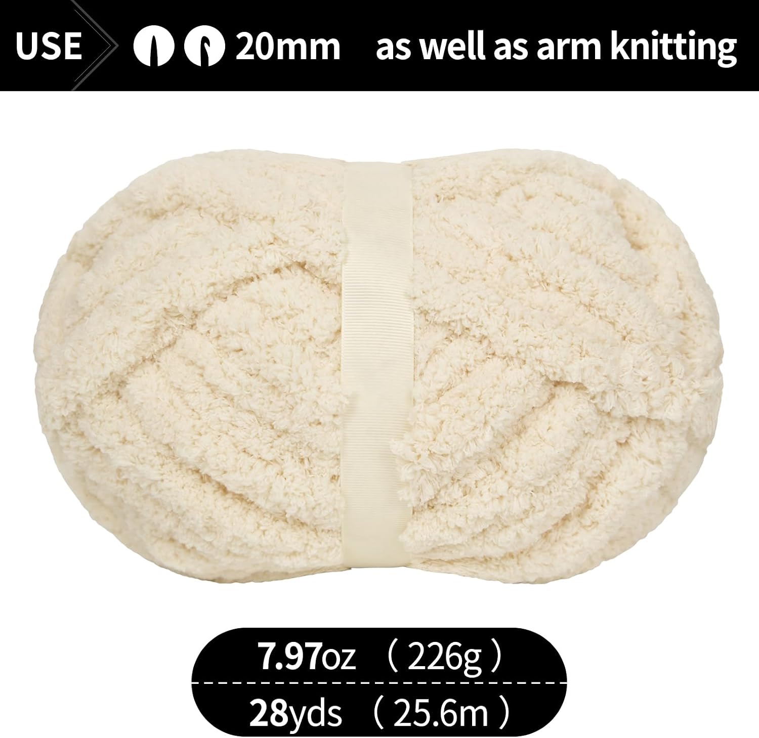 Franel Beige Chunky Chenille Yarn for Hand Knitting Blanket (8 Pack, Total 64oz) - Shed-Resistant Fluffy Jumbo Yarn for Crocheting, Super Bulky Big Yarn for DIY Throw, Pre-Wound & Tangle-Free image 4