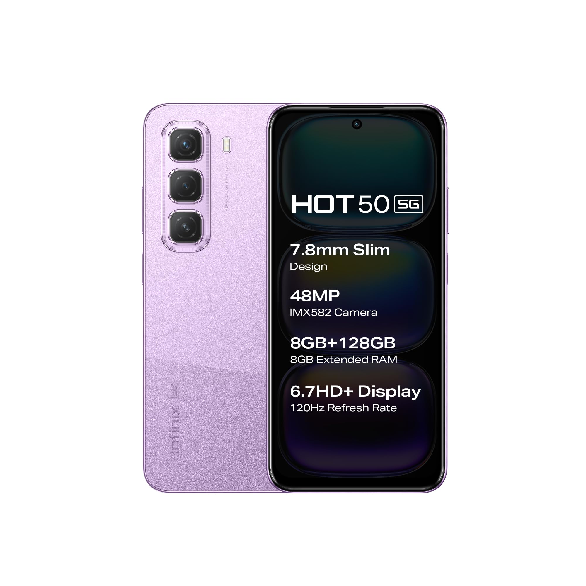Infinix HOT 50 5G (Dreamy Purple, 4GB RAM, 128GB Storage)| 5 Year