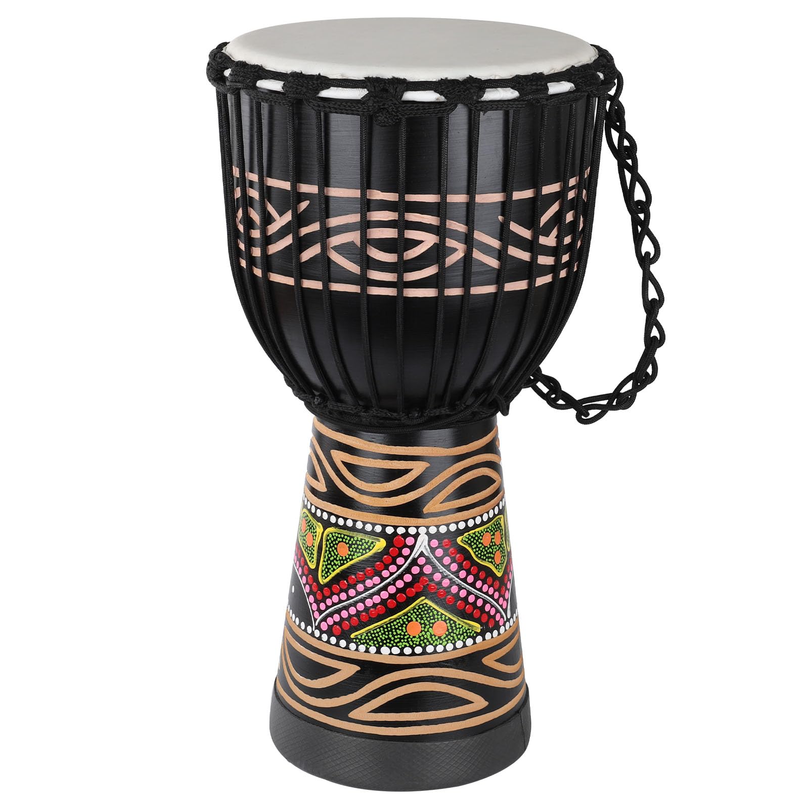BGMUSER Djembe Drum for Adults,African Drum 10'' x 20'' Mahogany Goatskin Drumhead Hand Drum for Beginners (Black)